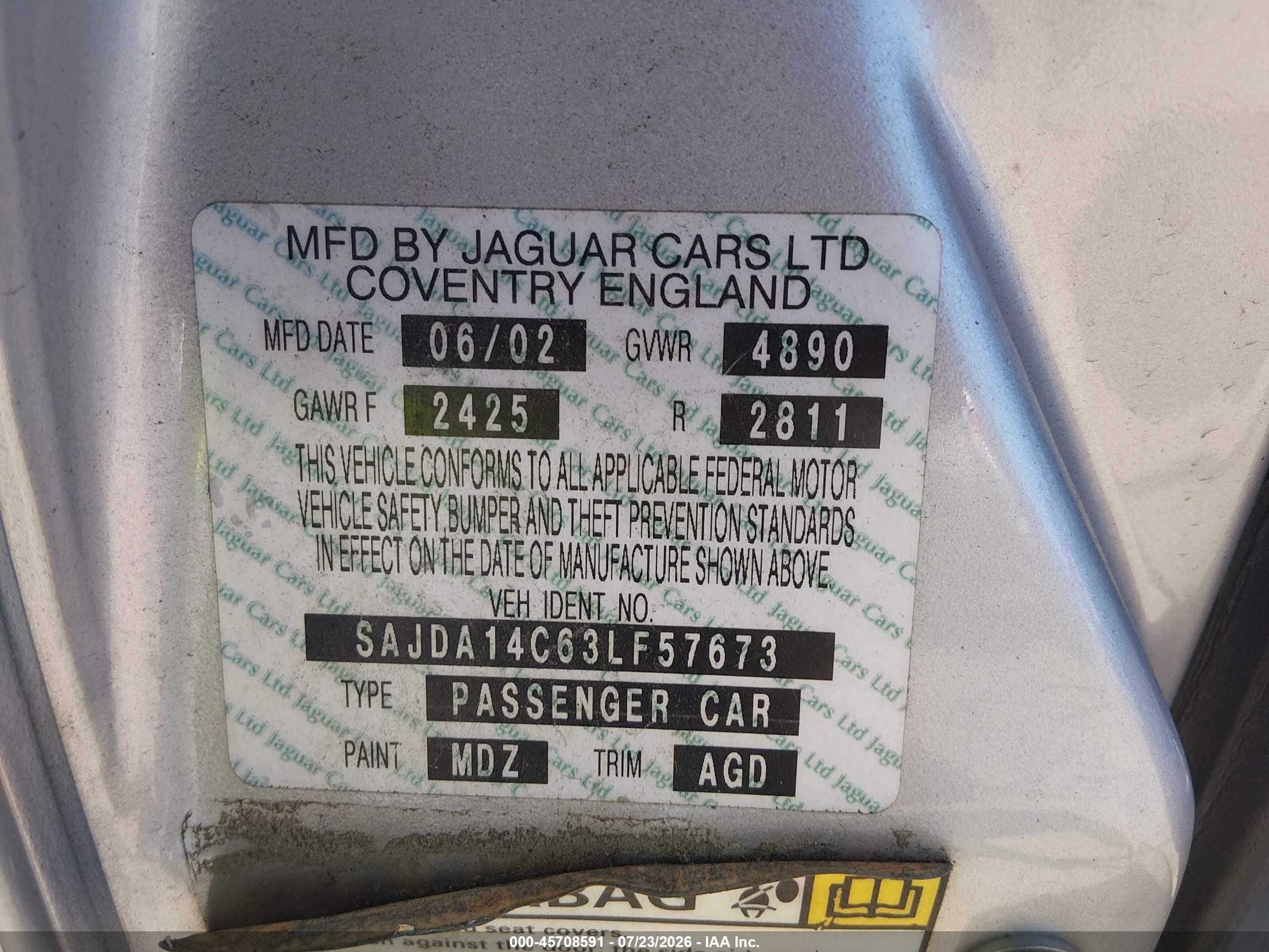 2003 Jaguar Xj Xj8 Silver vin: SAJDA14C63LF57673