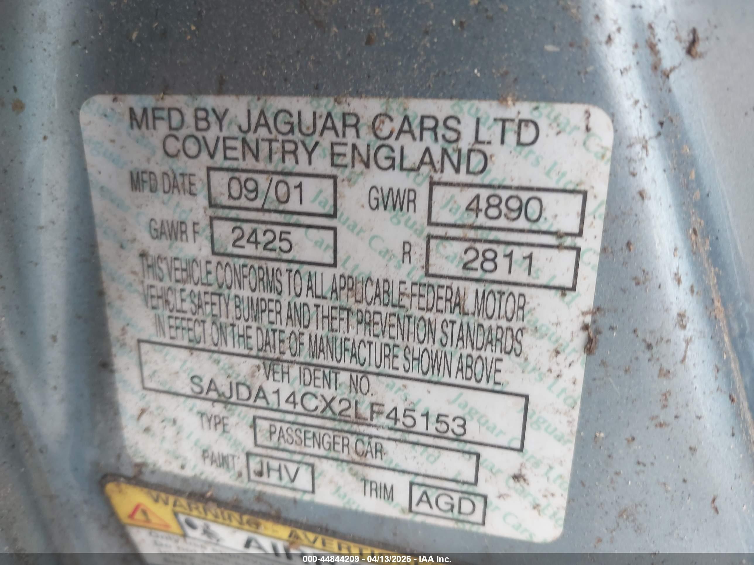 2002 Jaguar Xj8   Blue vin: SAJDA14CX2LF45153
