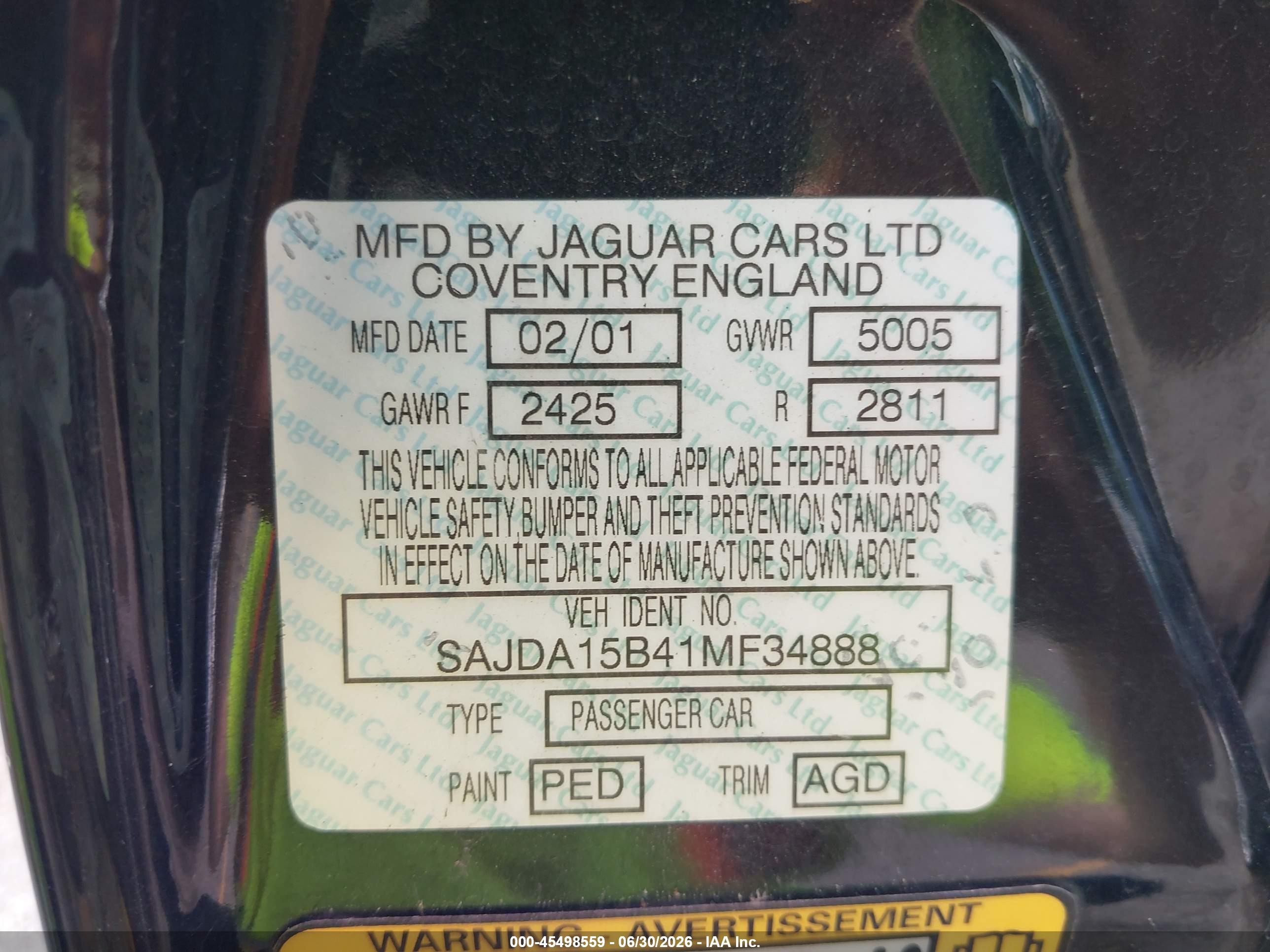 2001 Jaguar Xjr   Black vin: SAJDA15B41MF34888