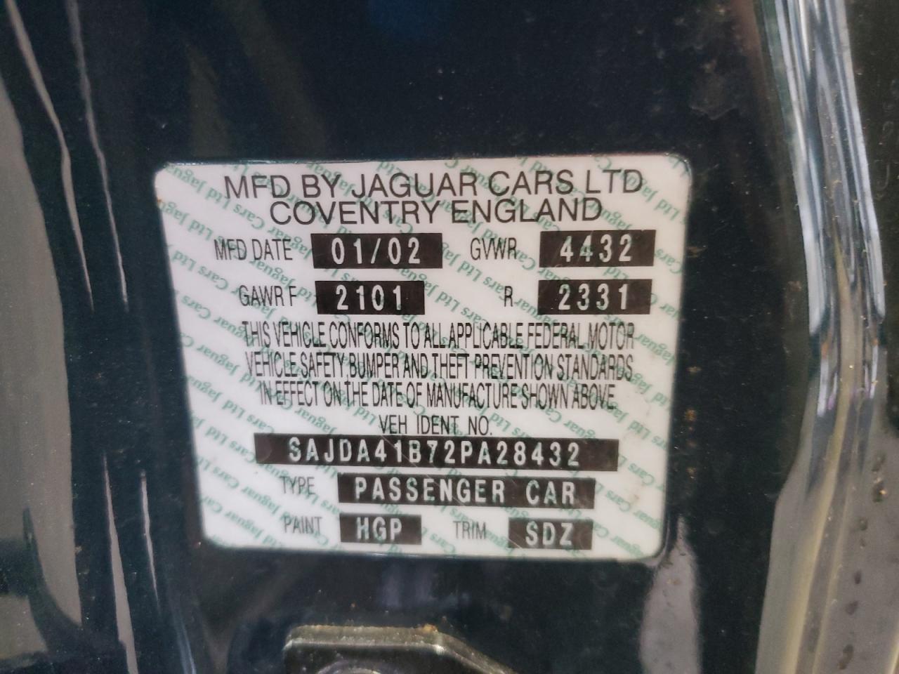 2002 Jaguar Xkr Green vin: SAJDA41B72PA28432
