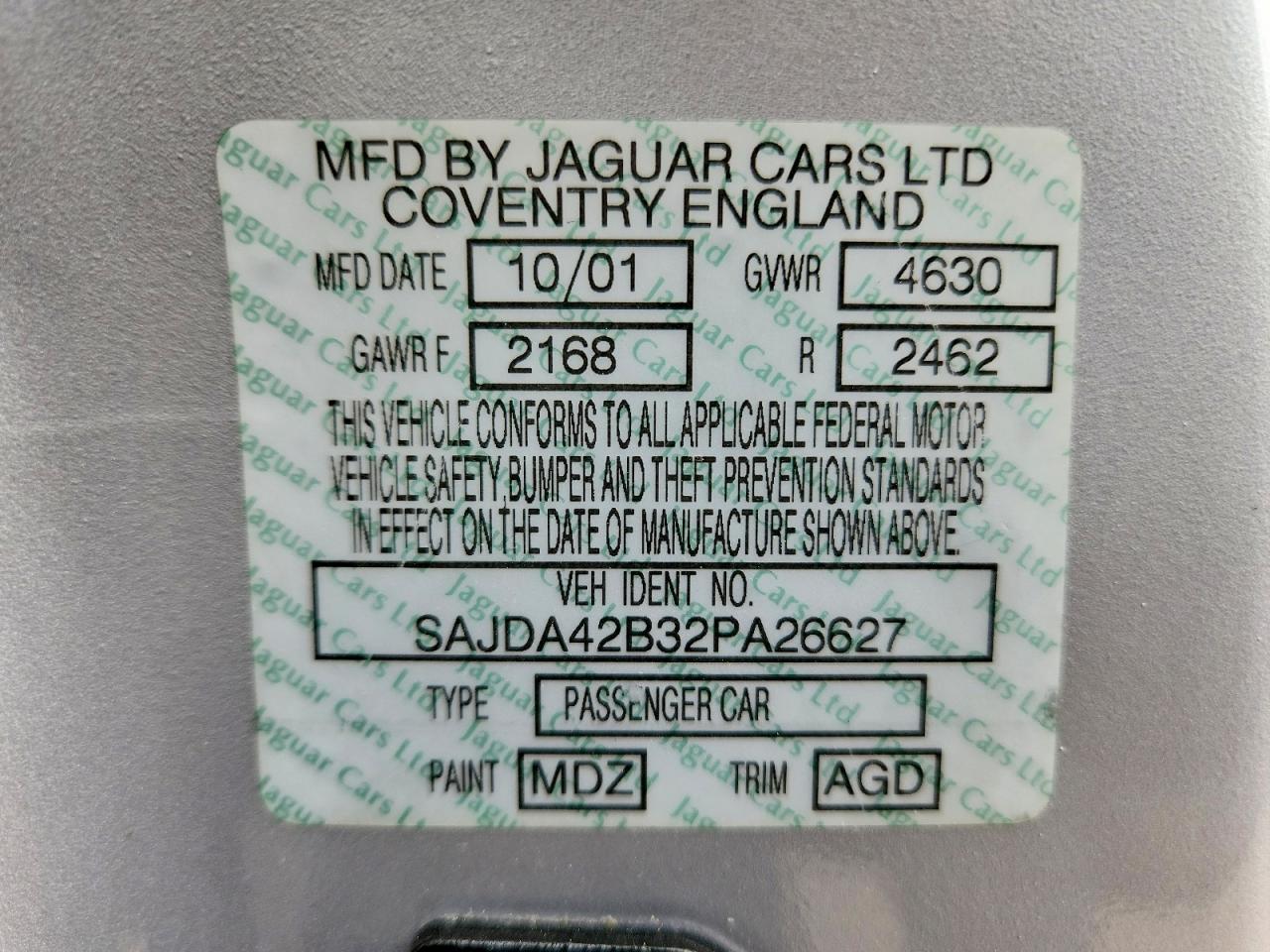 2002 Jaguar Xkr Silver vin: SAJDA42B32PA26627