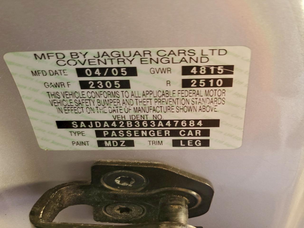 2006 Jaguar Xkr Silver vin: SAJDA42B363A47684