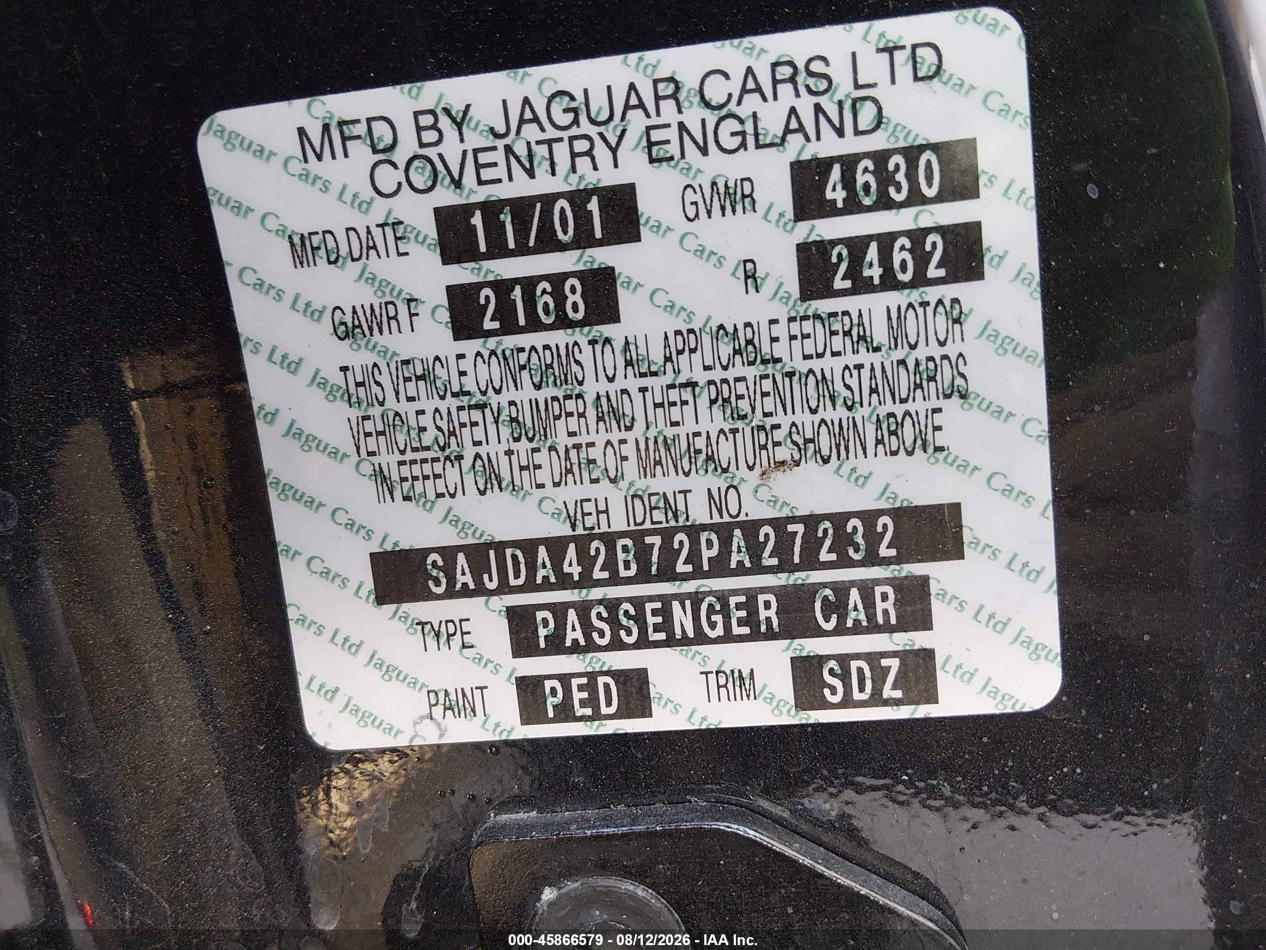 2002 Jaguar Xkr   Black vin: SAJDA42B72PA27232