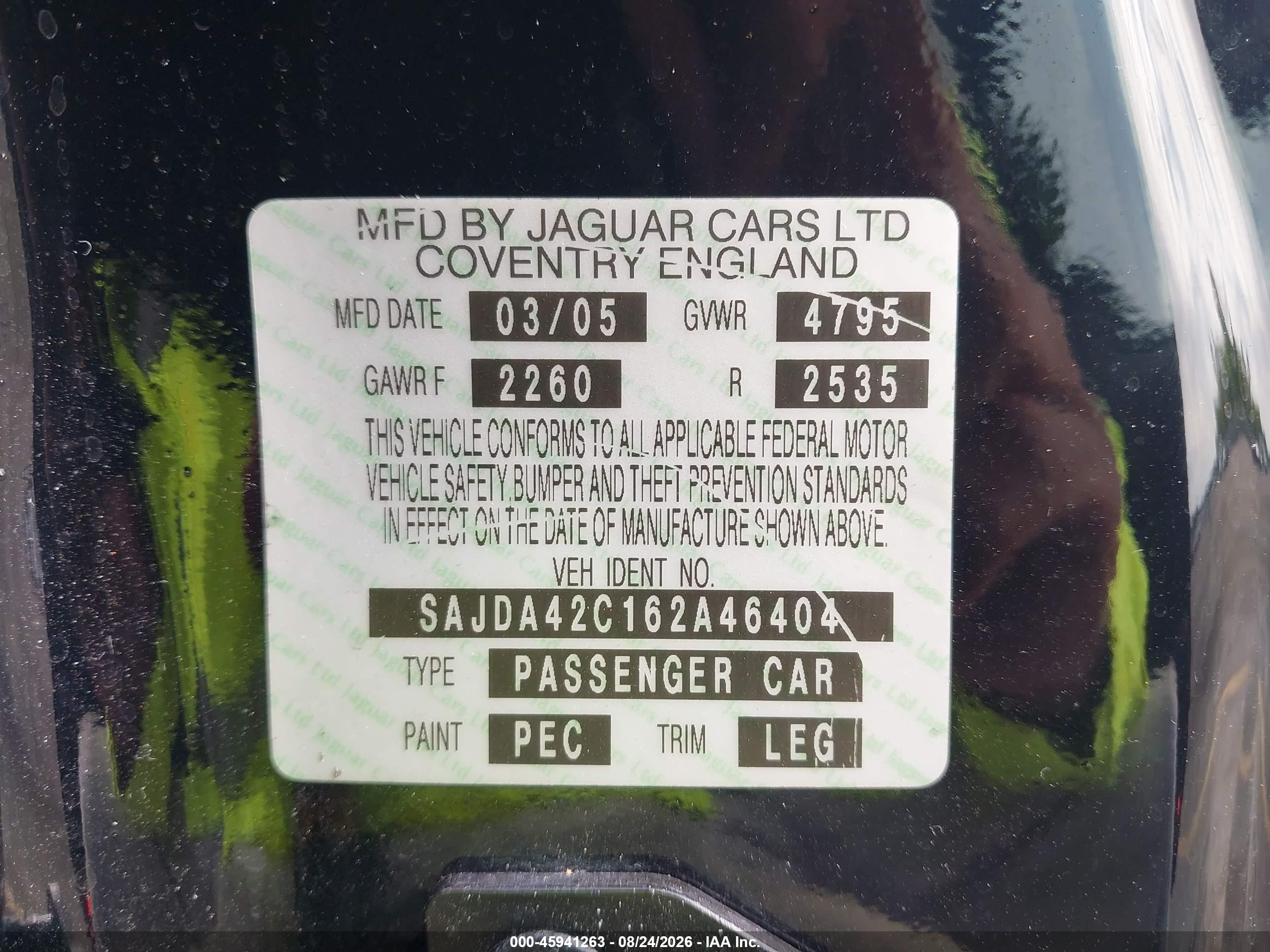 2006 Jaguar Xk8   Black vin: SAJDA42C162A46404