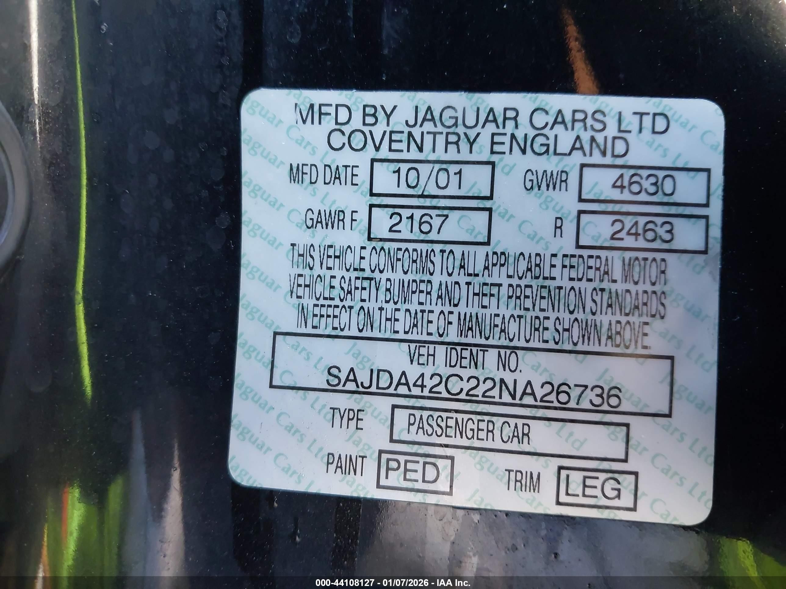 2002 Jaguar Xk8   Черный vin: SAJDA42C22NA26736