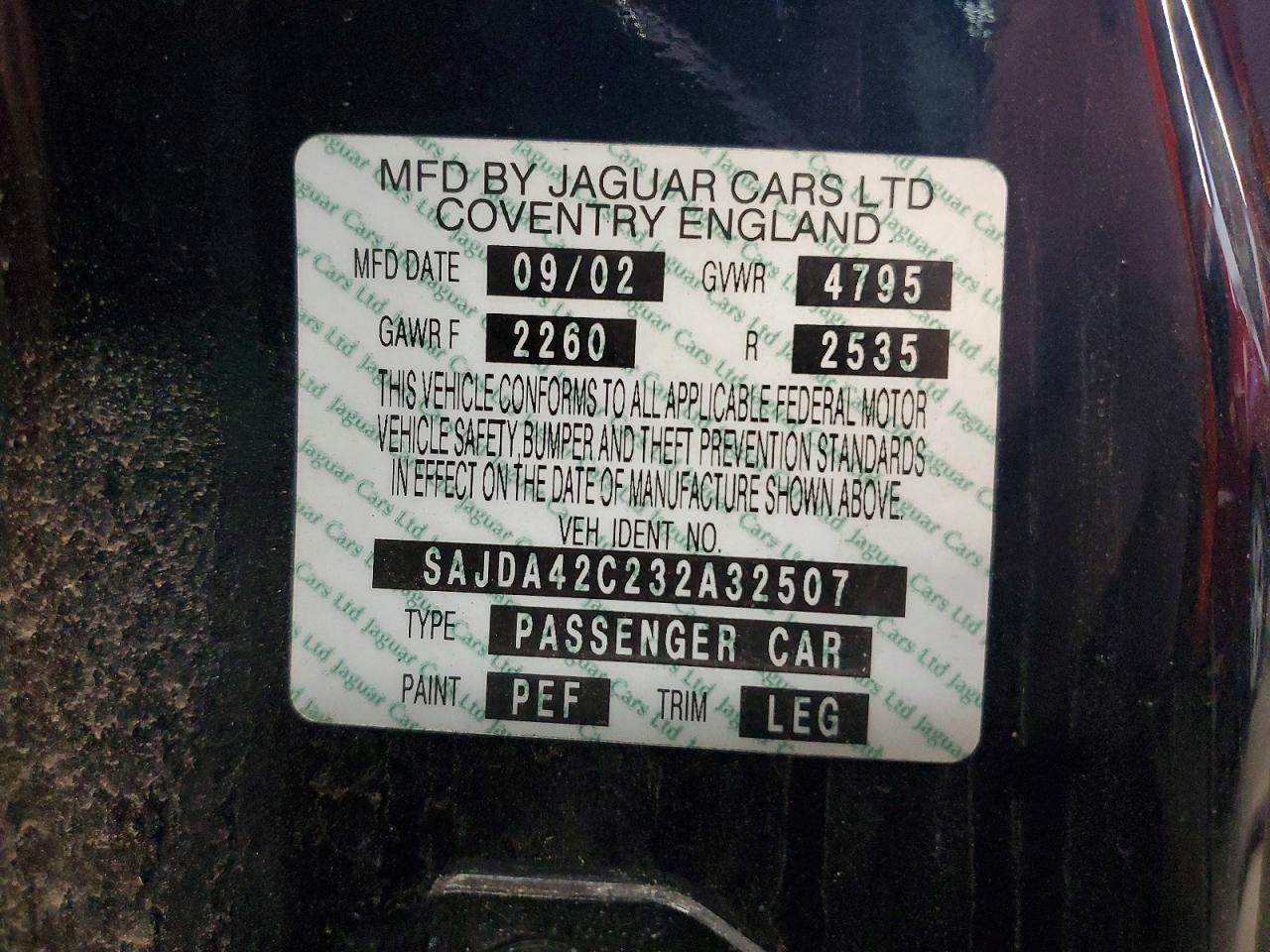 2003 Jaguar Xk8 Black vin: SAJDA42C232A32507
