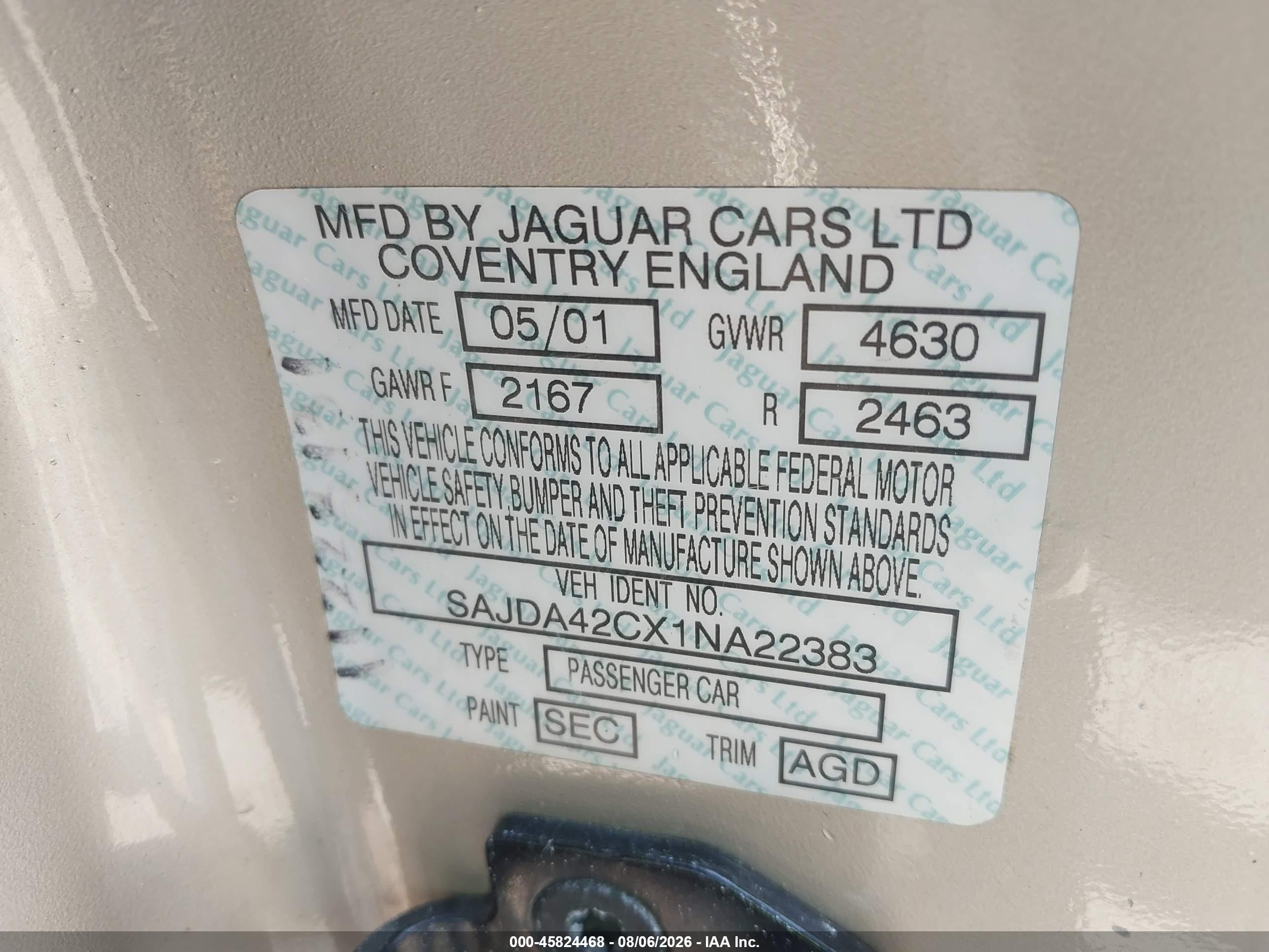 2001 Jaguar Xk8   Gold vin: SAJDA42CX1NA22383
