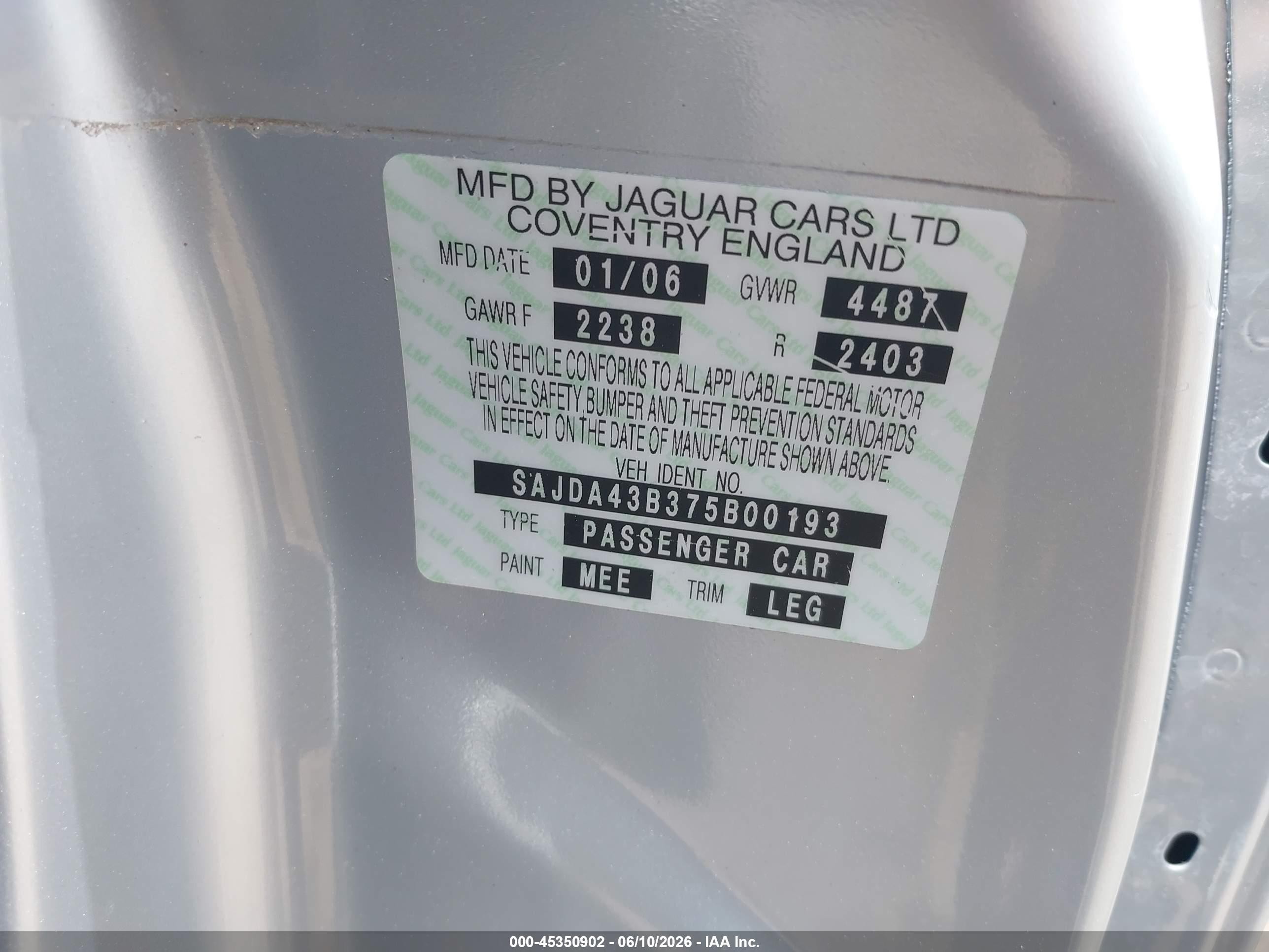 2007 Jaguar Xk   Silver vin: SAJDA43B375B00193