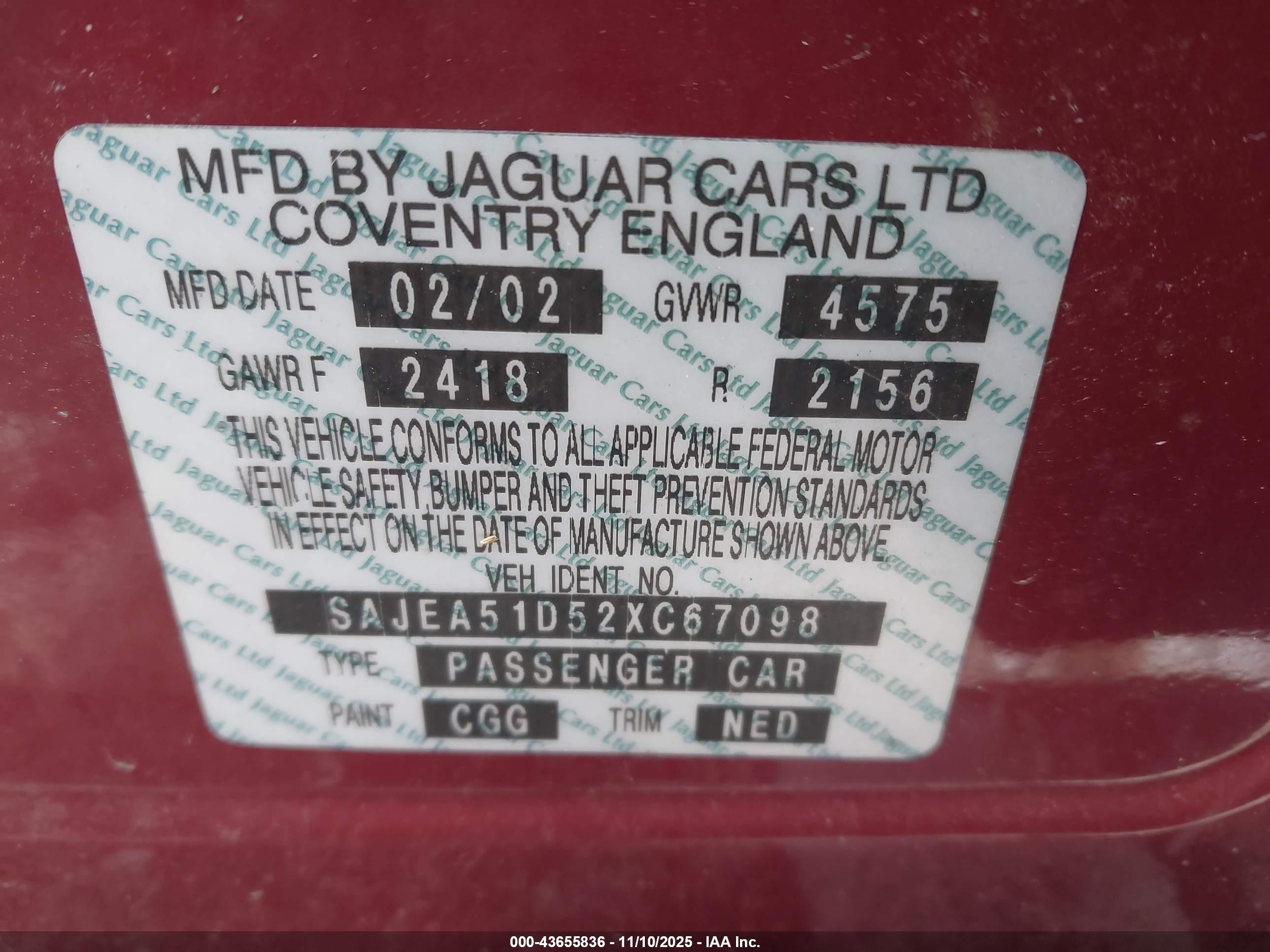 2002 Jaguar X-type 2.5l Red vin: SAJEA51D52XC67098