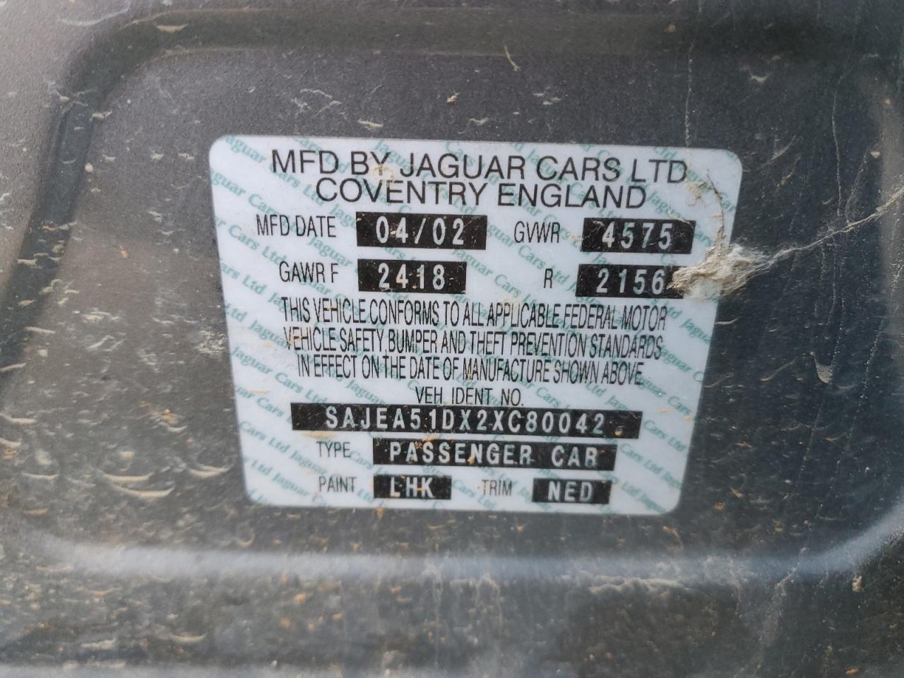 2002 Jaguar X-type 2.5 Серый vin: SAJEA51DX2XC80042
