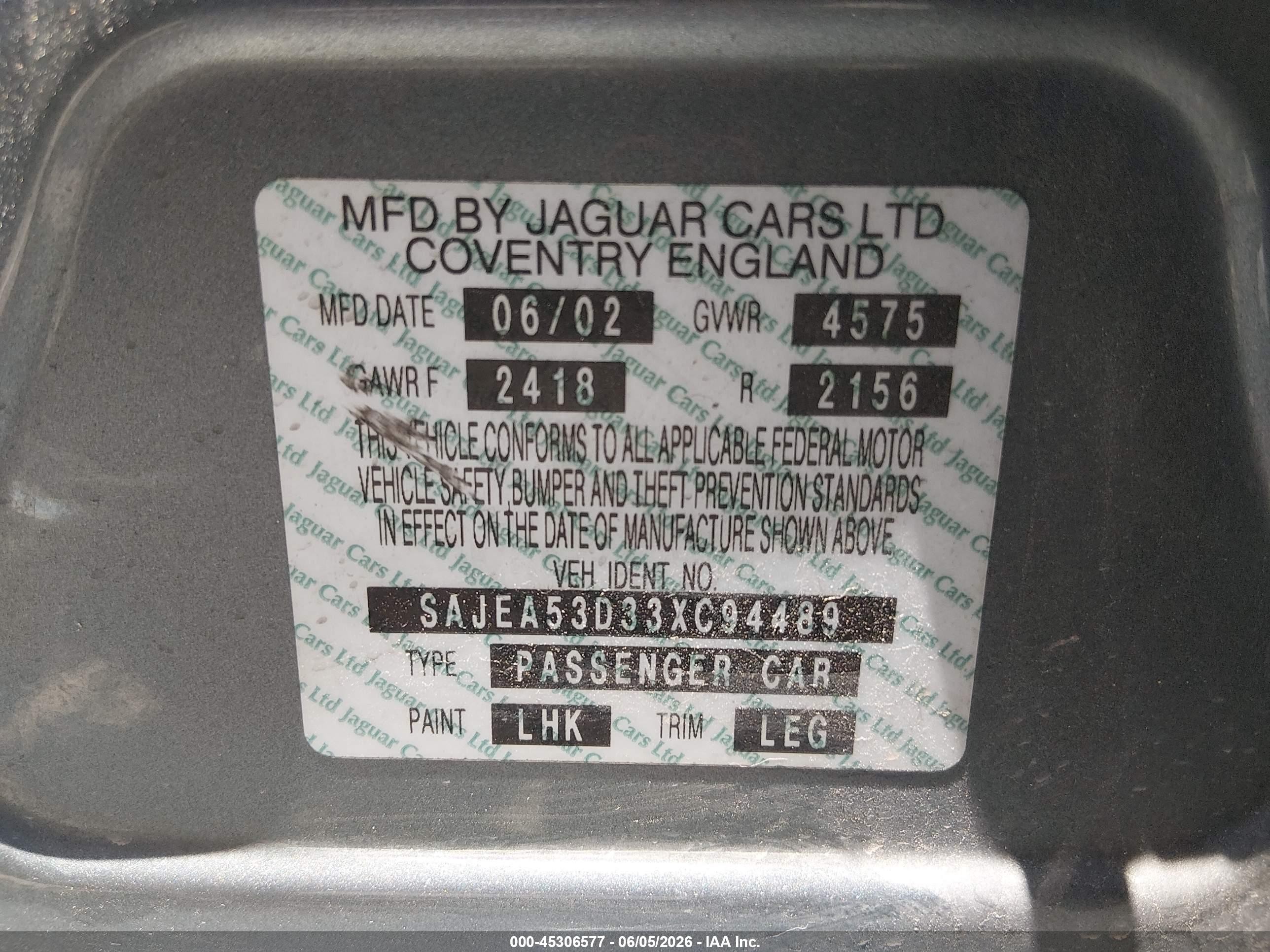 2003 Jaguar X-type 2.5 Silver vin: SAJEA53D33XC94489