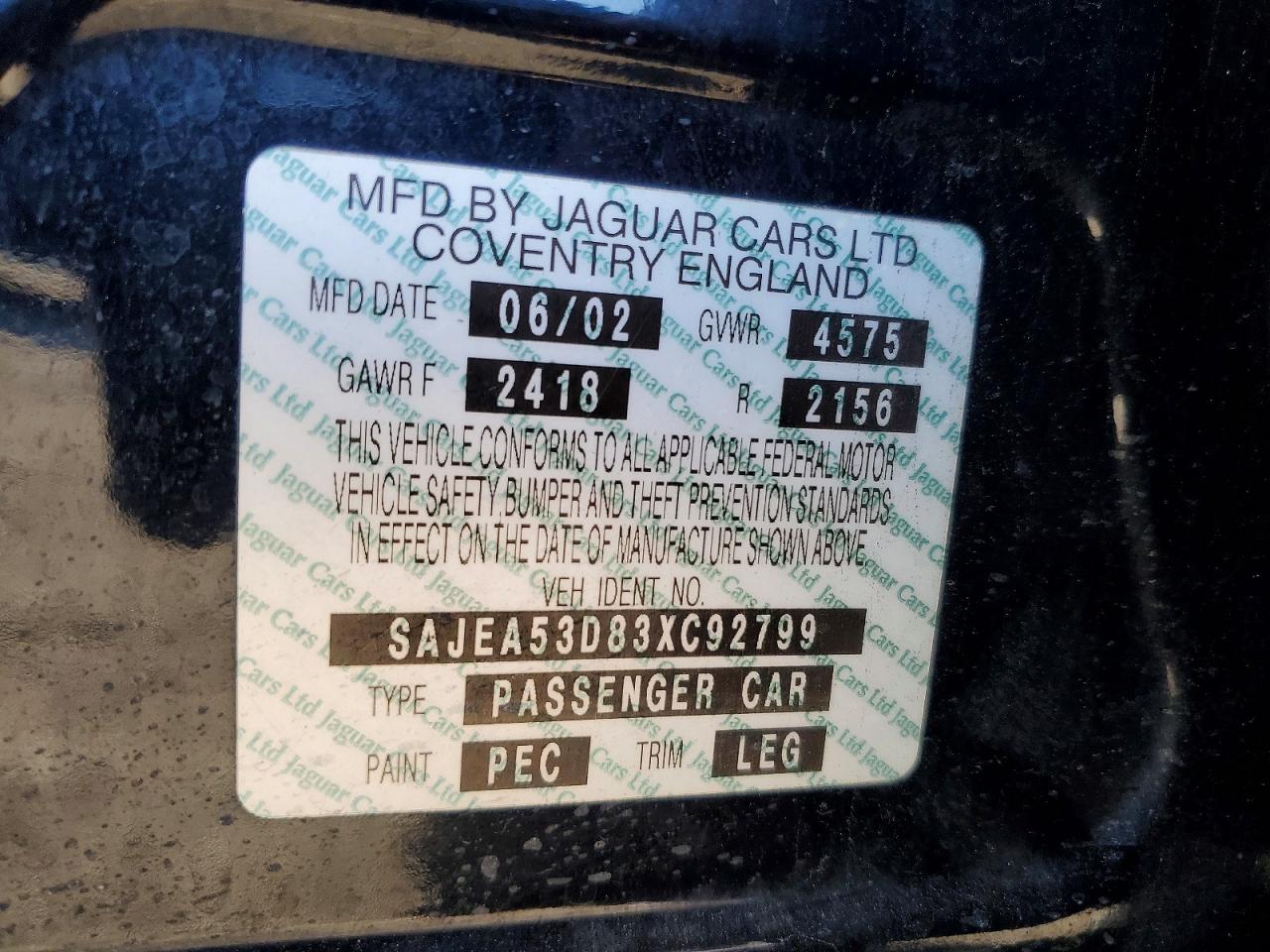 2003 Jaguar X-type Sport 2.5 Черный vin: SAJEA53D83XC92799