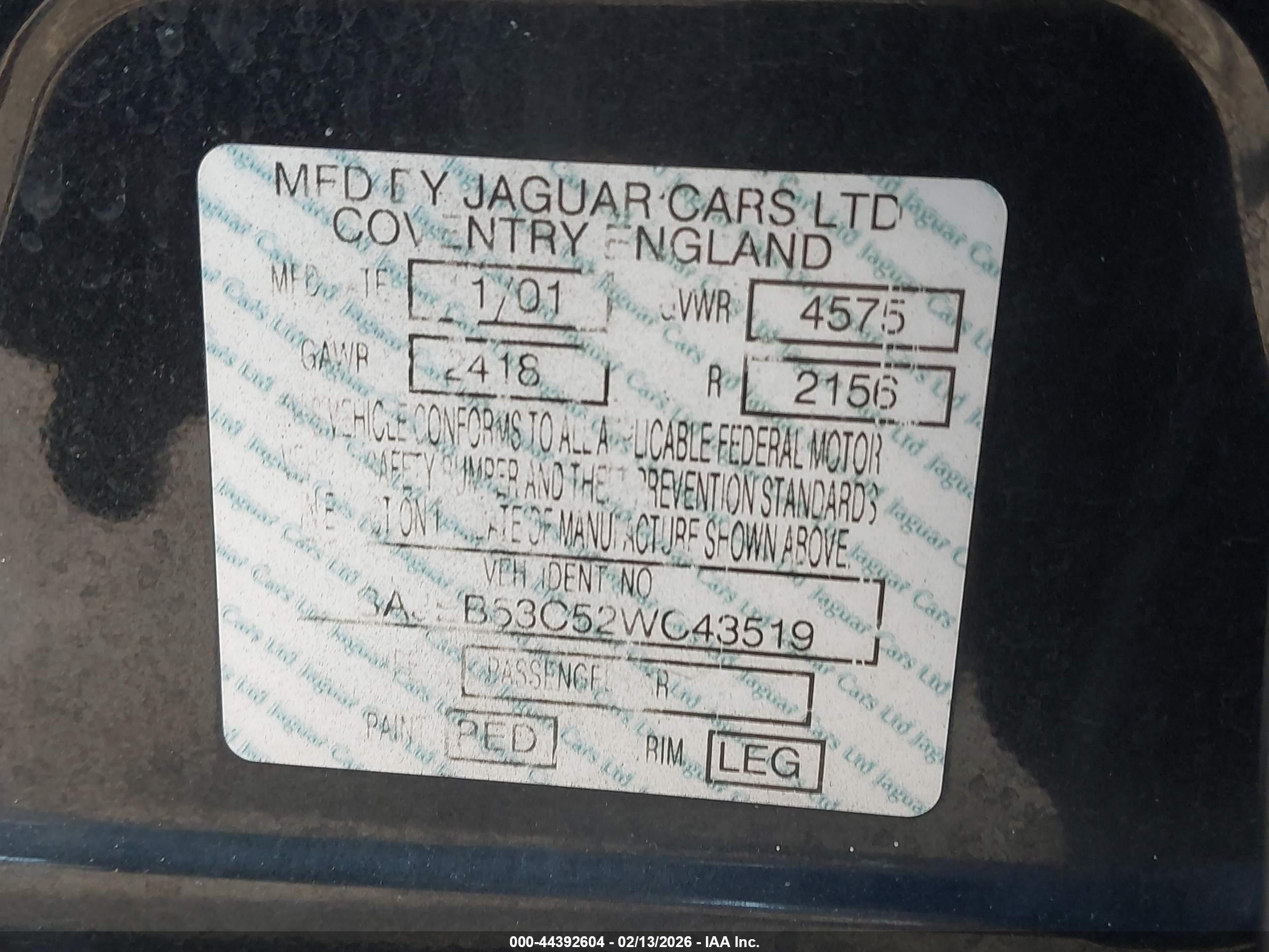 2002 Jaguar X-type 3.0l Black vin: SAJEB53C52WC43519