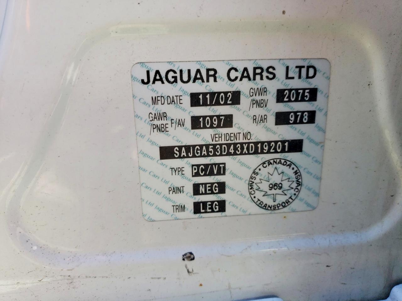 2003 Jaguar X-type Sport 2.5 White vin: SAJGA53D43XD19201