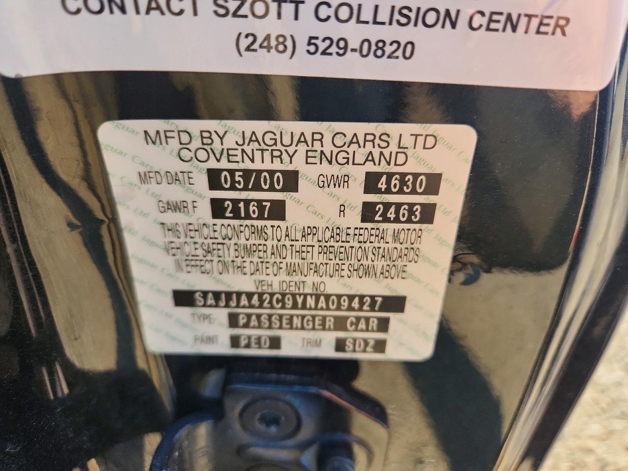 2000 Jaguar Xk8 Черный vin: SAJJA42C9YNA09427