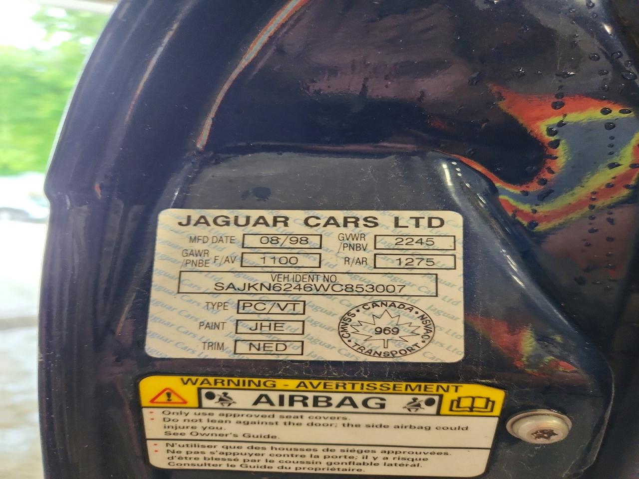 1998 Jaguar Vandenplas Blue vin: SAJKN6246WC853007
