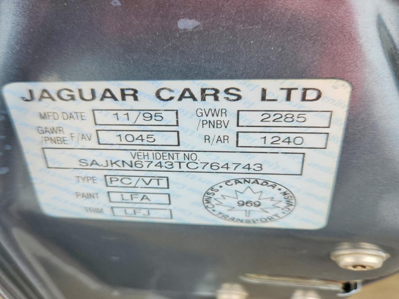 1996 Jaguar Vandenplas Gray vin: SAJKN6743TC764743