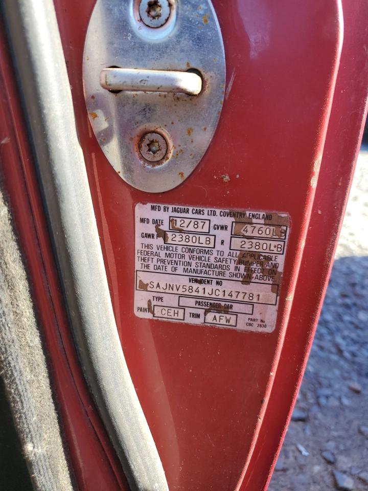 1988 Jaguar Xjs Red vin: SAJNV5841JC147781