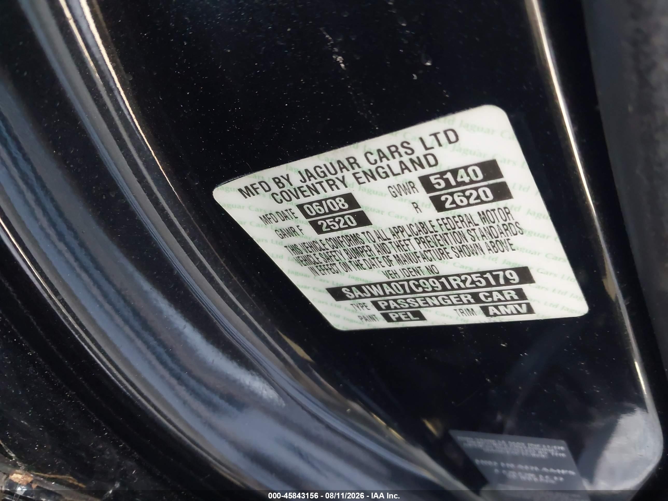 2009 Jaguar Xf Supercharged Black vin: SAJWA07C991R25179