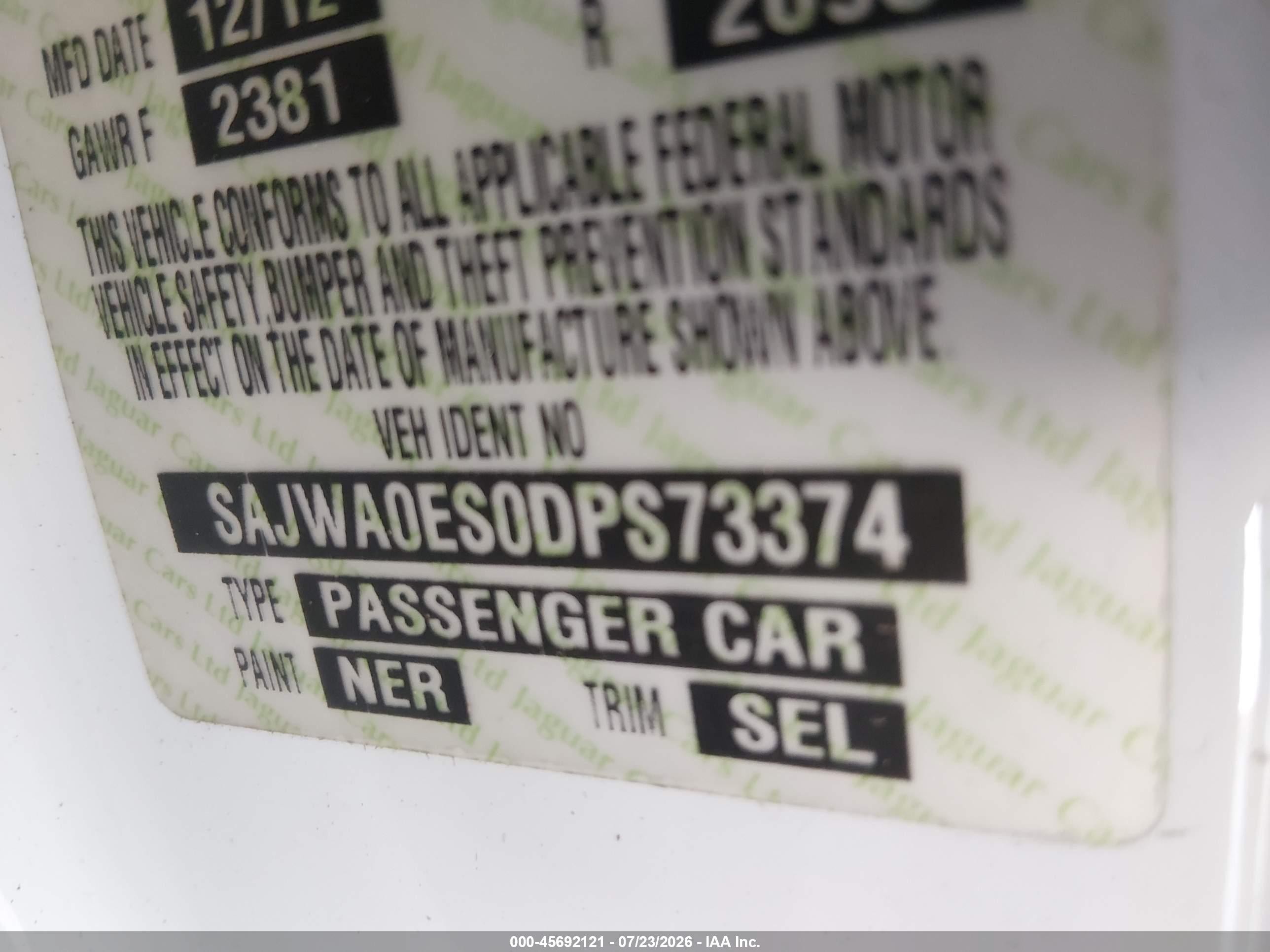 2013 Jaguar Xf I4 T White vin: SAJWA0ES0DPS73374