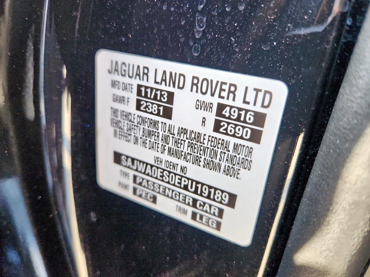 2014 Jaguar Xf Black vin: SAJWA0ES0EPU19189