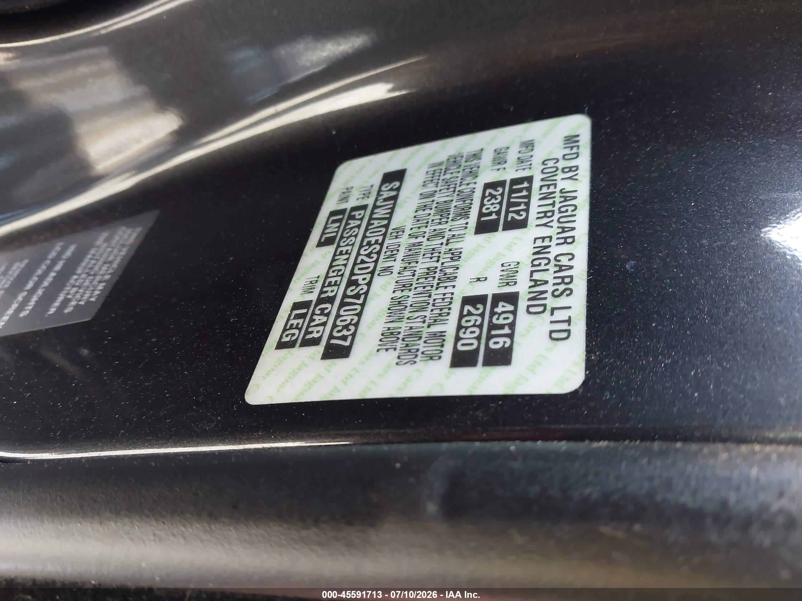 2013 Jaguar Xf I4 T Gray vin: SAJWA0ES2DPS70637