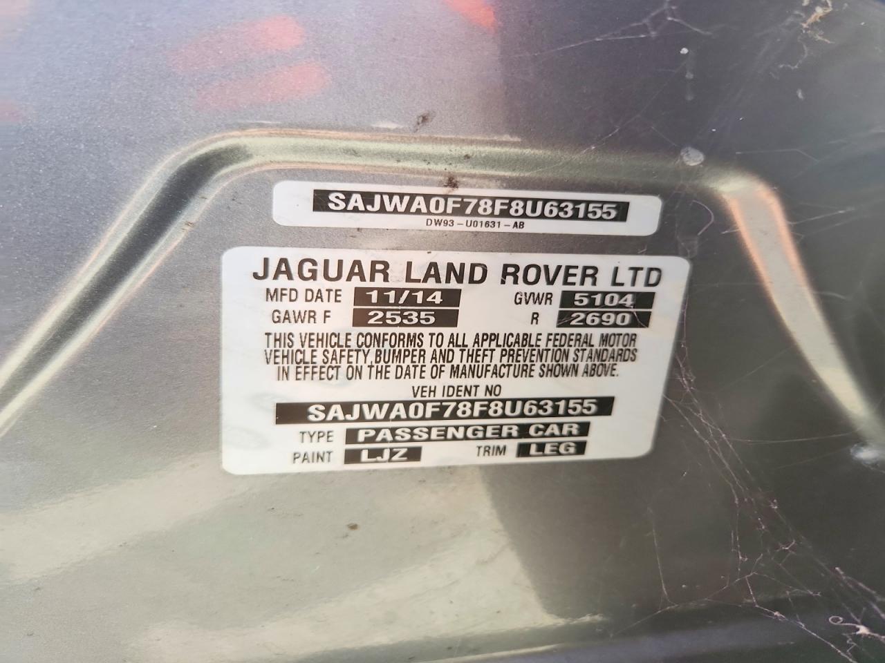 2015 Jaguar Xf 3.0 Sport Gray vin: SAJWA0F78F8U63155