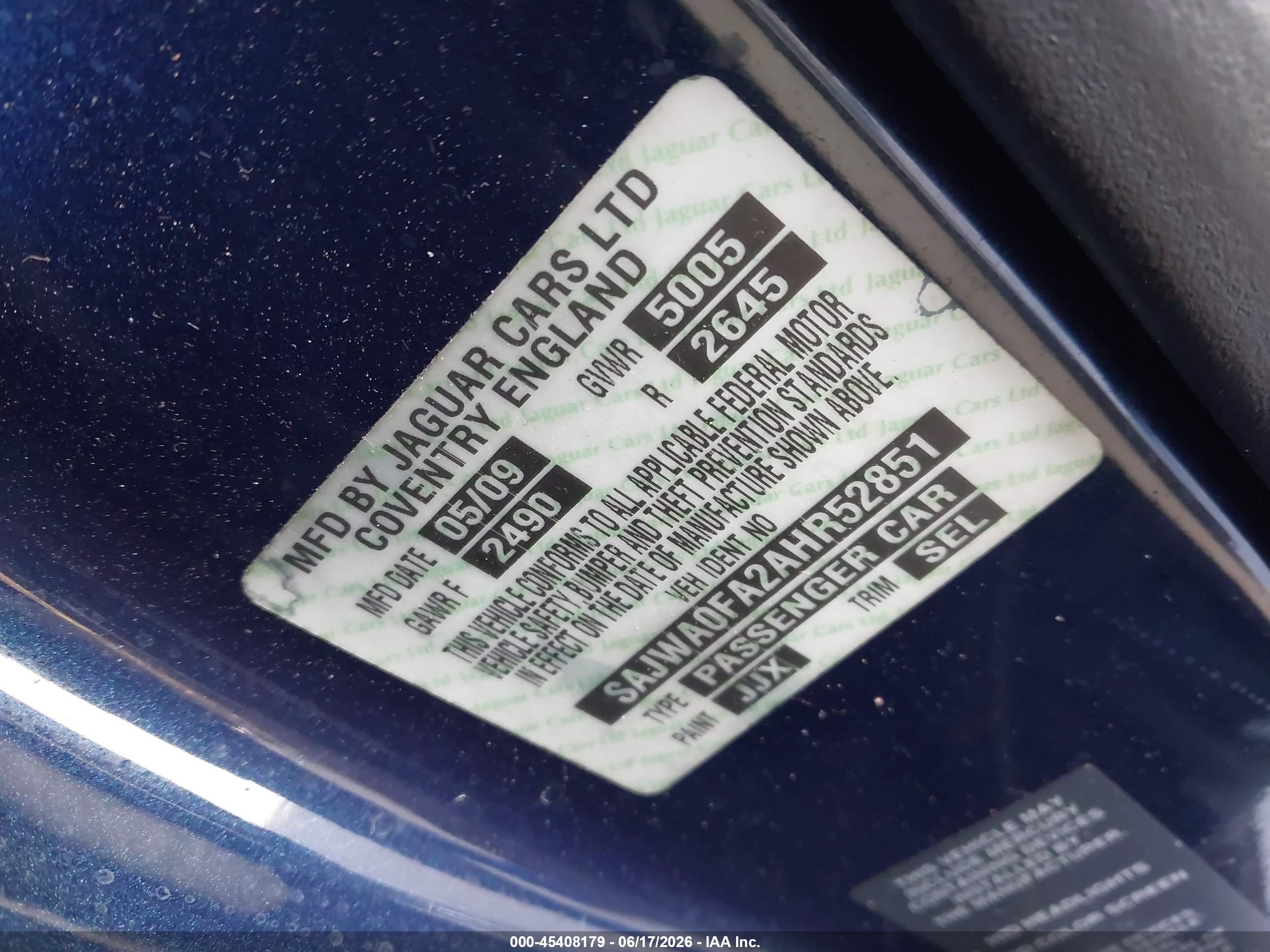 2010 Jaguar Xf   Blue vin: SAJWA0FA2AHR52851