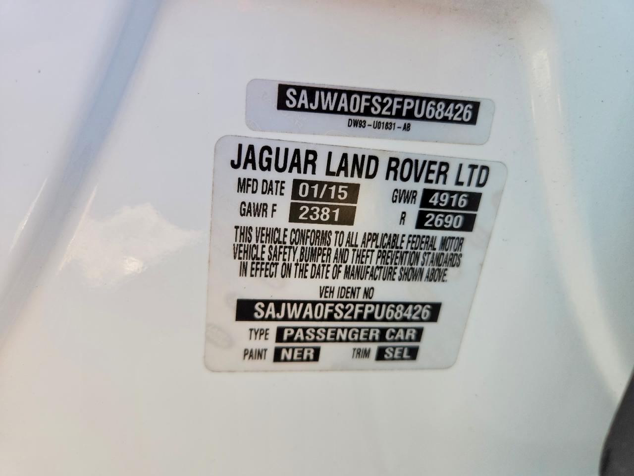 2015 Jaguar Xf 2.0t Premium White vin: SAJWA0FS2FPU68426