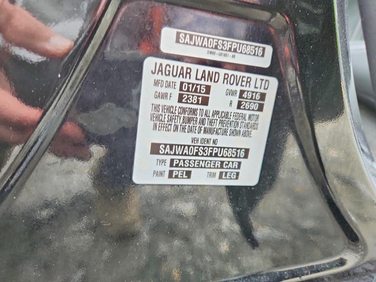 2015 Jaguar Xf 2.0t Premium Black vin: SAJWA0FS3FPU68516