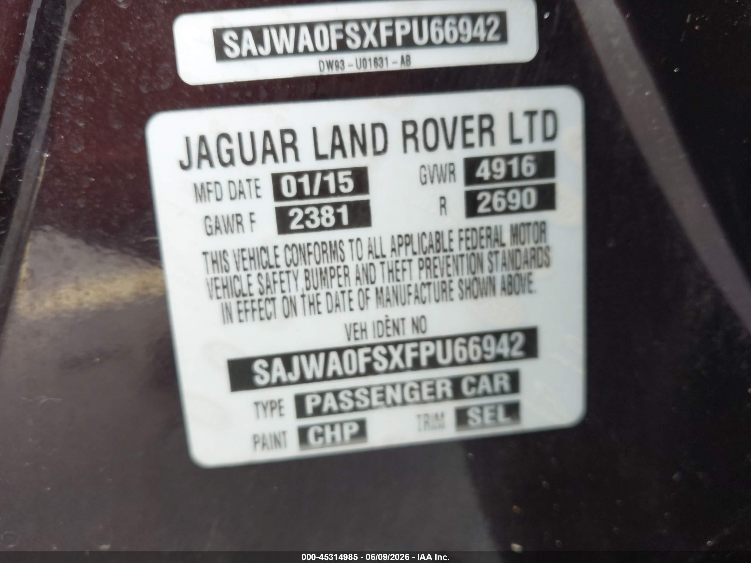 2015 Jaguar Xf 2.0t Premium Коричневый vin: SAJWA0FSXFPU66942