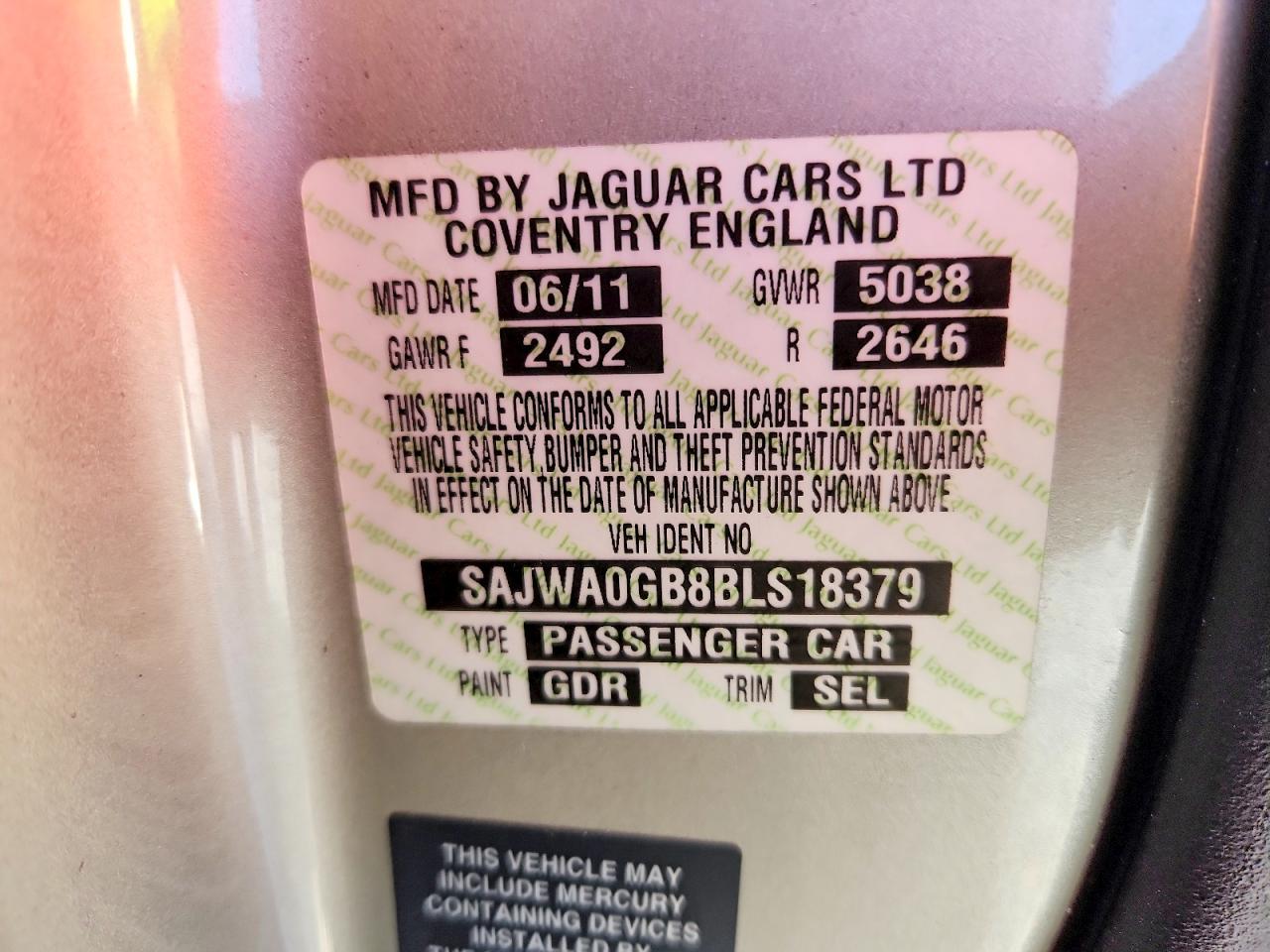 2011 Jaguar Xf Premium Silver vin: SAJWA0GB8BLS18379
