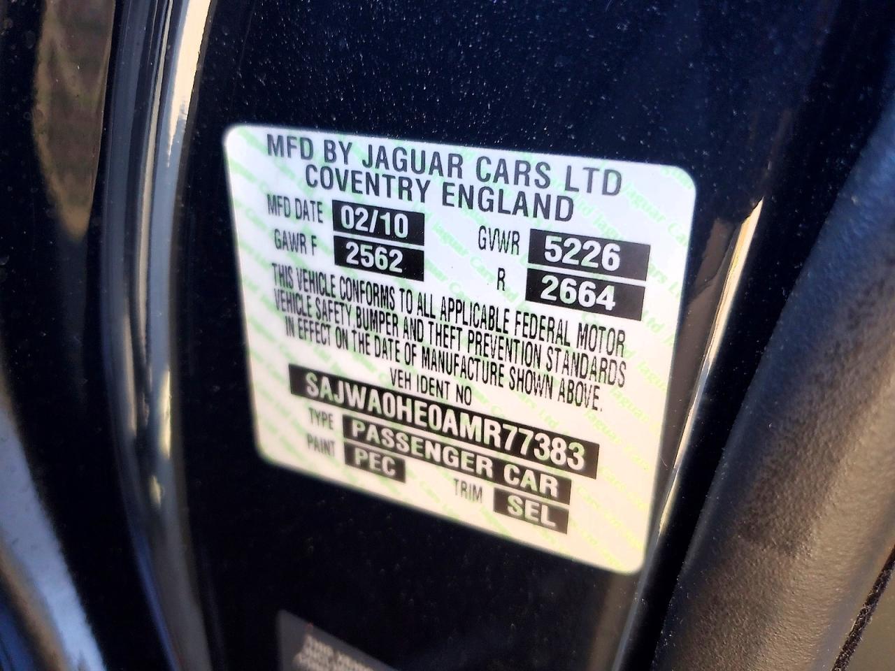 2010 Jaguar Xf Supercharged Black vin: SAJWA0HE0AMR77383