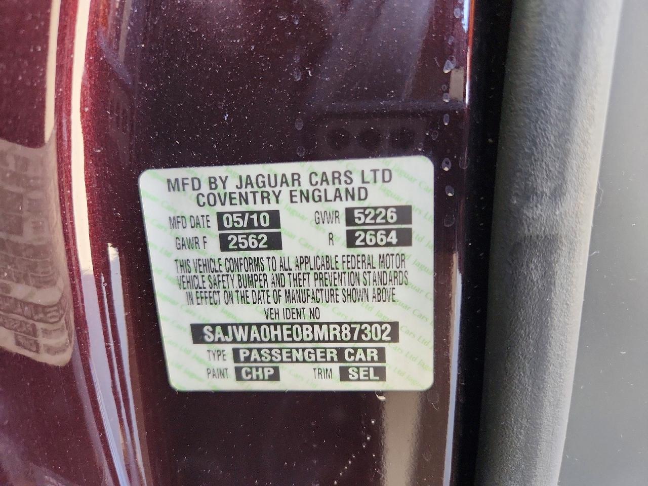 2011 Jaguar Xf Supercharged Burgundy vin: SAJWA0HE0BMR87302