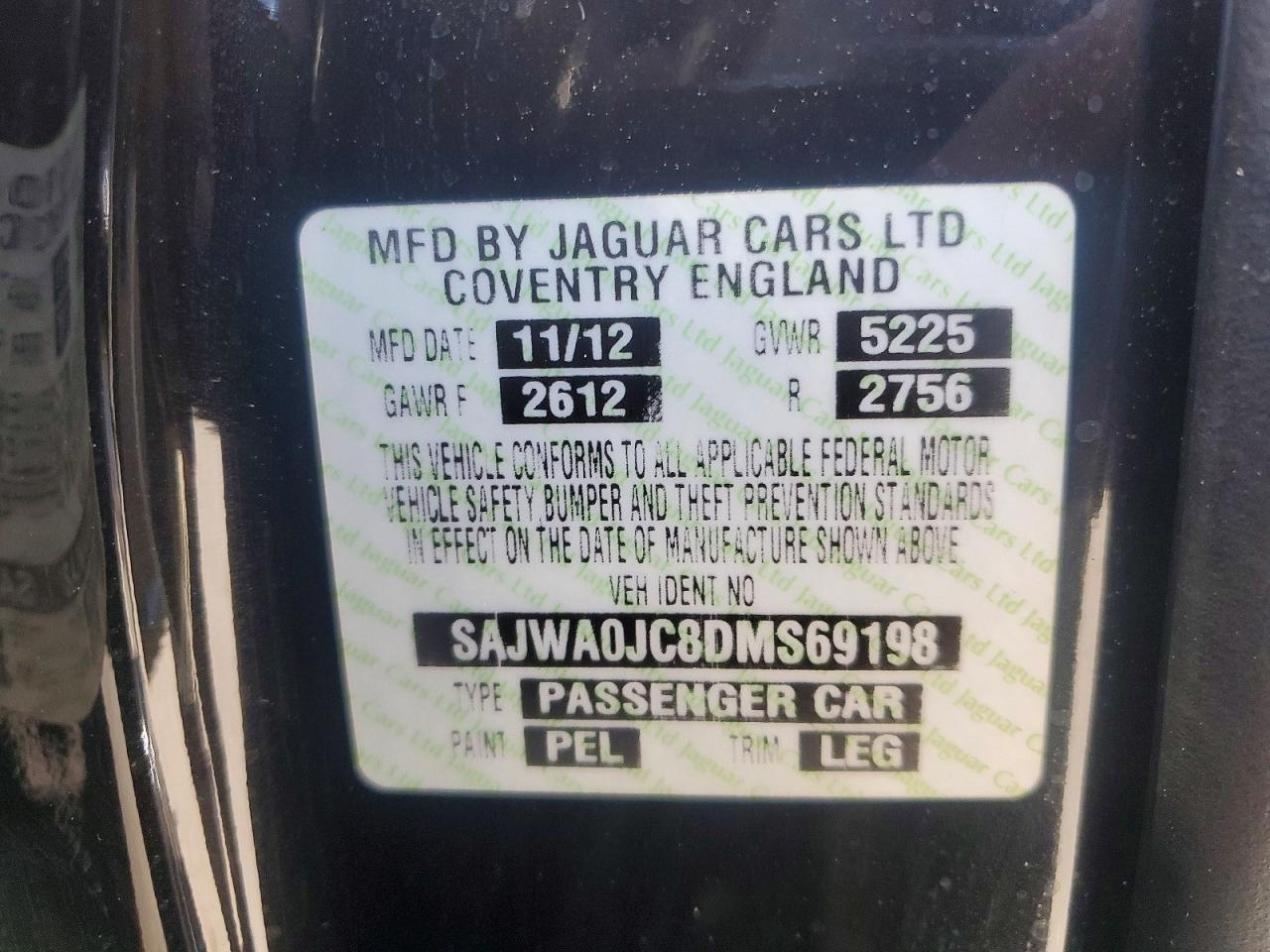 2013 Jaguar Xf R Black vin: SAJWA0JC8DMS69198