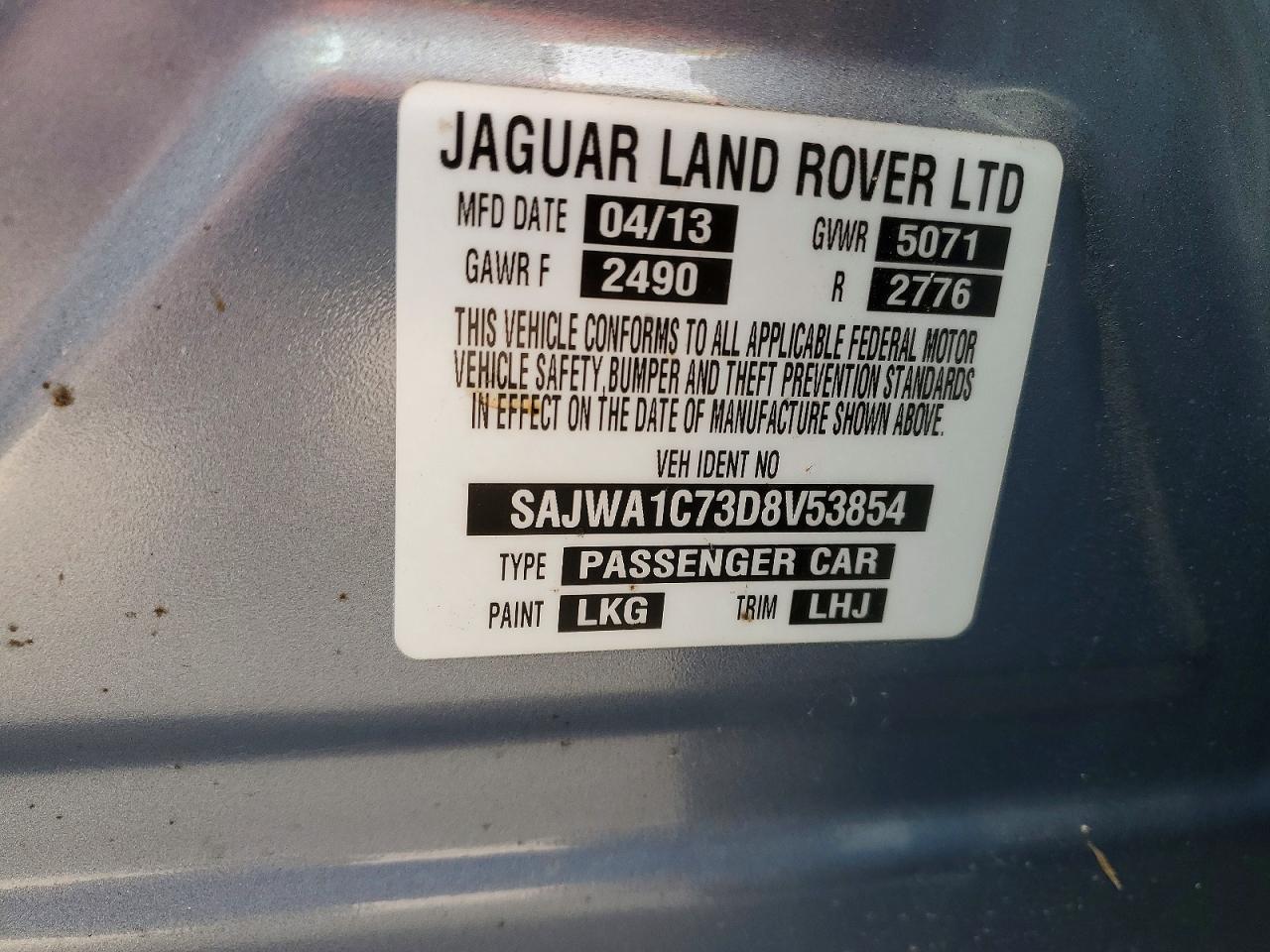 2013 Jaguar Xj Синий vin: SAJWA1C73D8V53854
