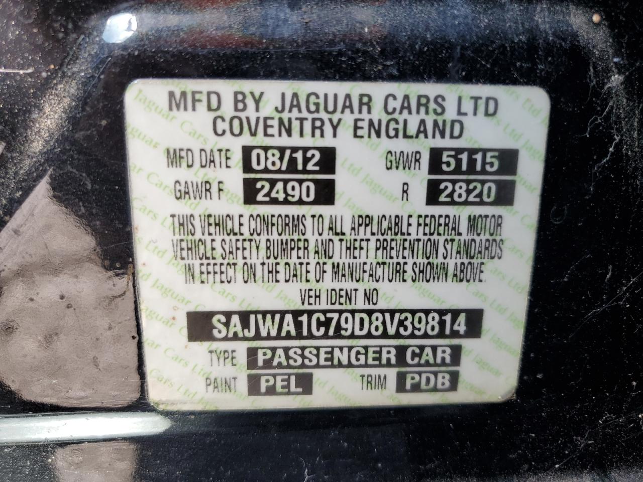 2013 Jaguar Xj Black vin: SAJWA1C79D8V39814