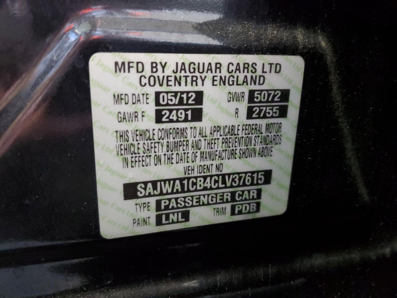 2012 Jaguar Xj Gray vin: SAJWA1CB4CLV37615