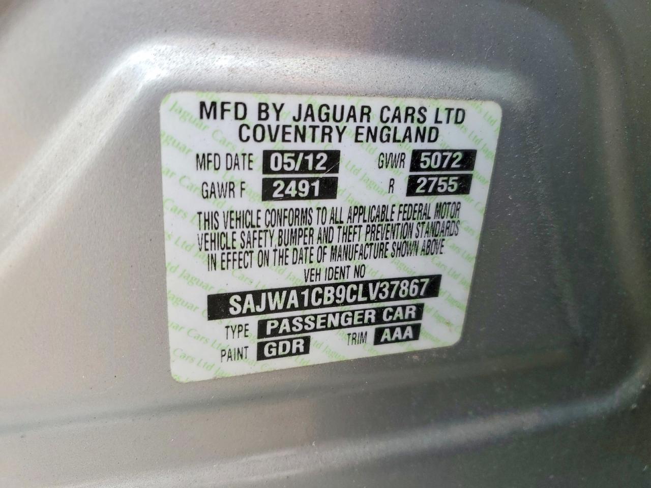 2012 Jaguar Xj Tan vin: SAJWA1CB9CLV37867