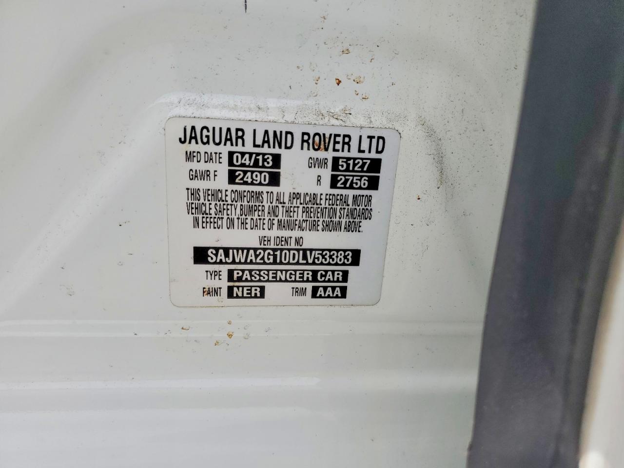 2013 Jaguar Xjl Portfolio White vin: SAJWA2G10DLV53383
