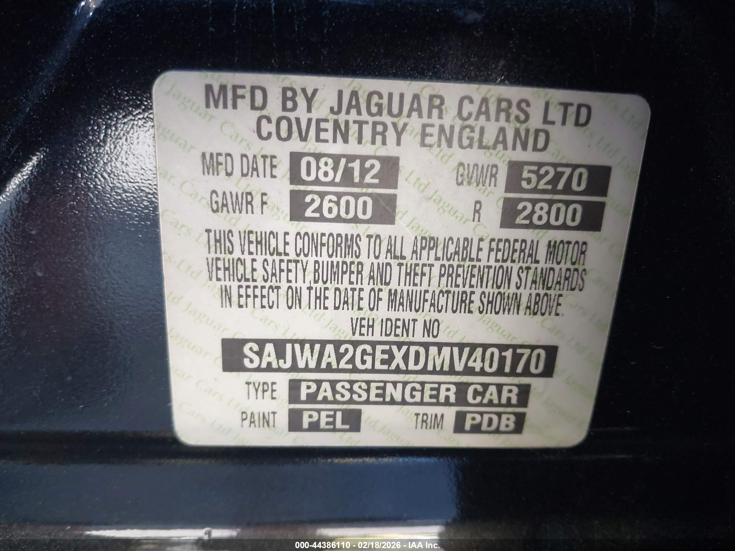 2013 Jaguar Xj Xjl Supercharged Black vin: SAJWA2GEXDMV40170