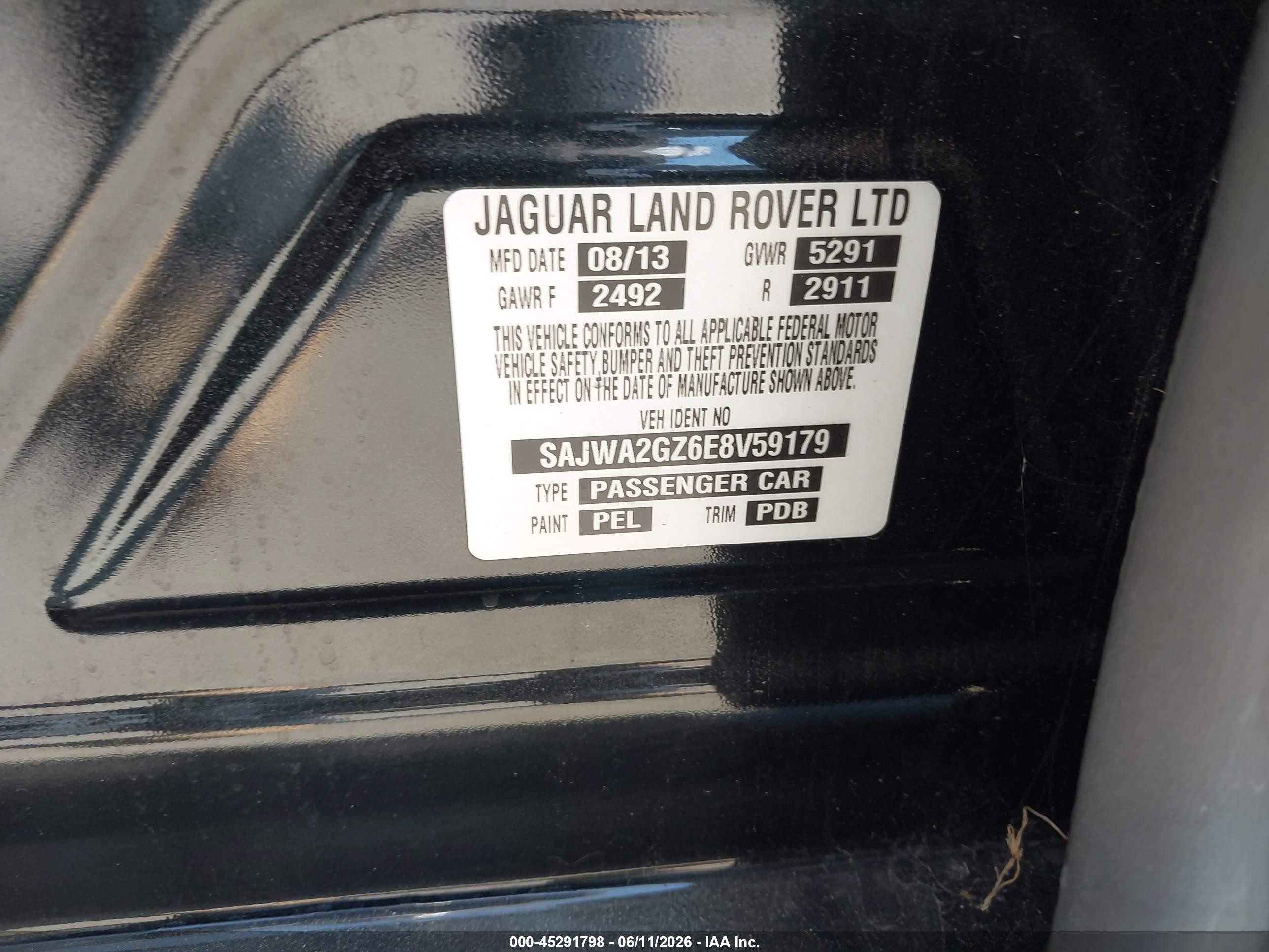 2014 Jaguar Xj Xjl Portfolio Black vin: SAJWA2GZ6E8V59179