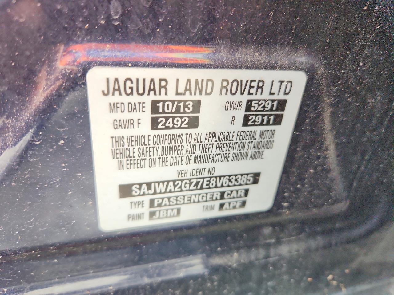 2014 Jaguar Xjl Portfolio Blue vin: SAJWA2GZ7E8V63385