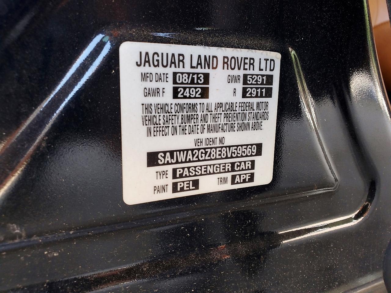 2014 Jaguar Xjl Portfolio Black vin: SAJWA2GZ8E8V59569