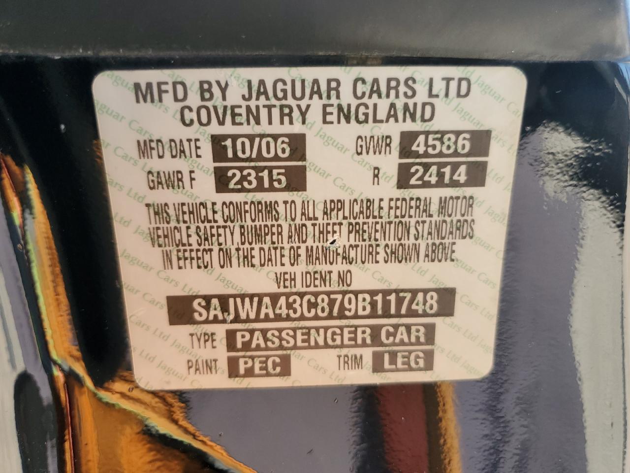 2007 Jaguar Xkr Black vin: SAJWA43C879B11748