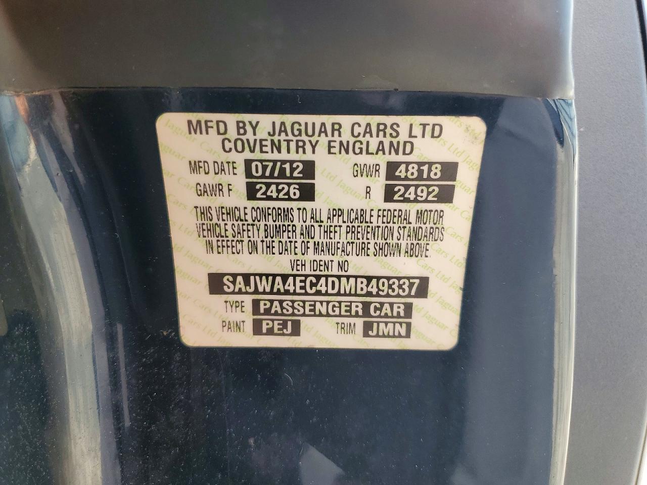 2013 Jaguar Xkr Black vin: SAJWA4EC4DMB49337