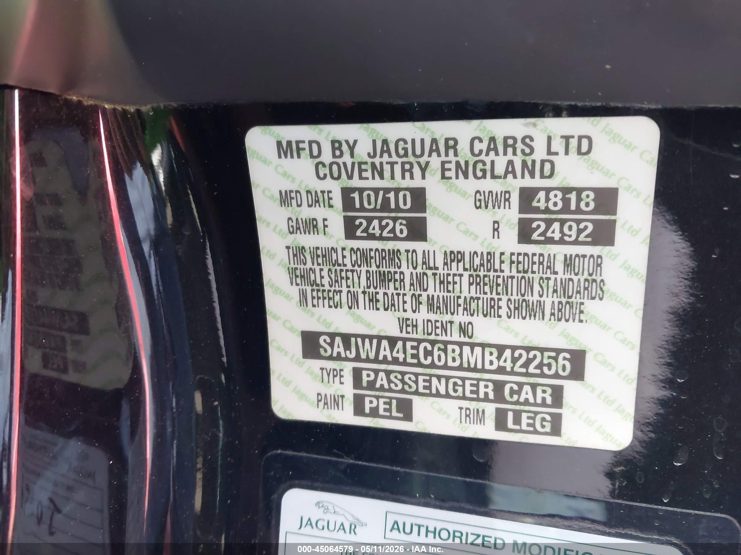 2011 Jaguar Xk Xkr Black vin: SAJWA4EC6BMB42256