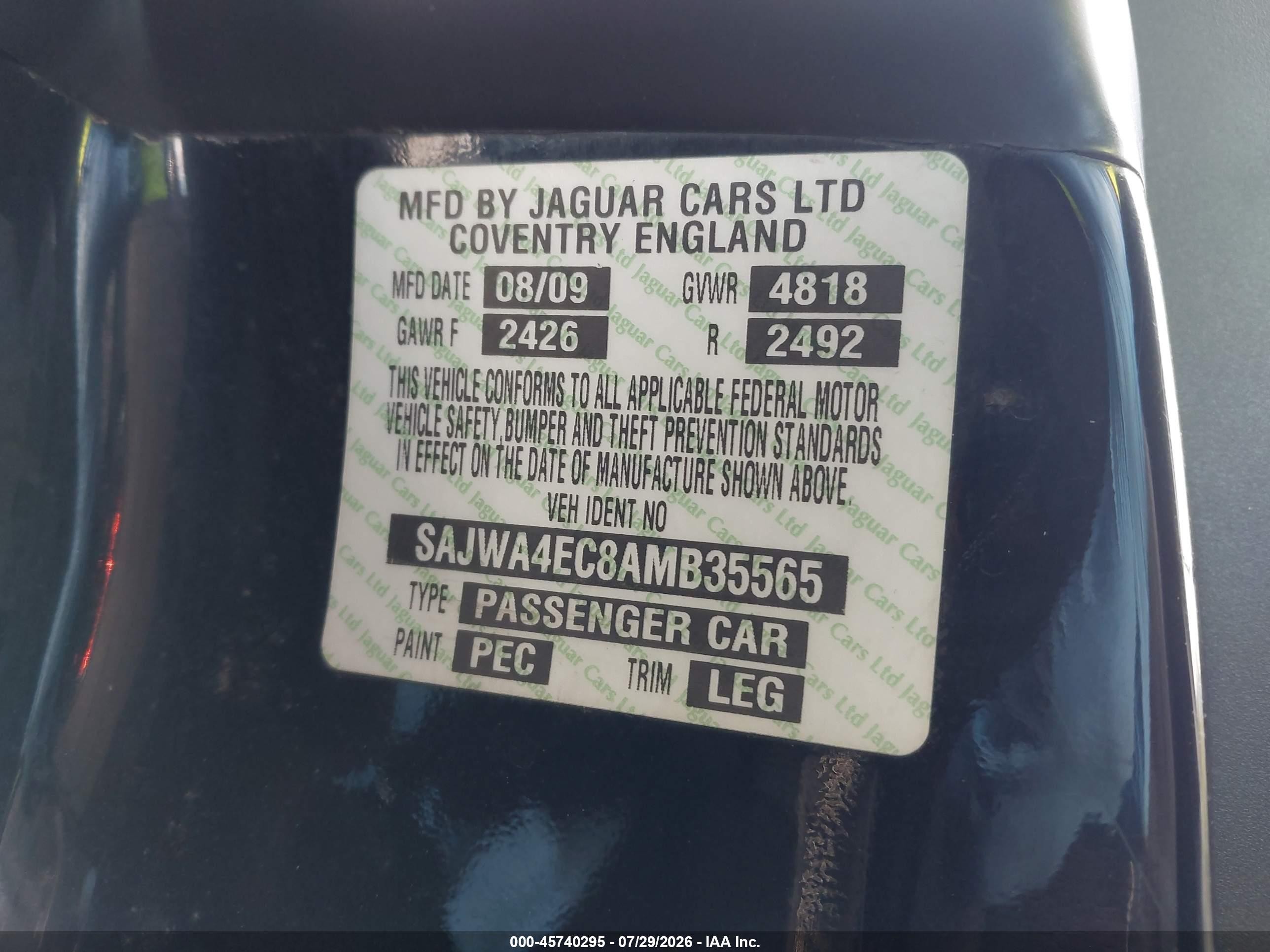 2010 Jaguar Xk Xkr Black vin: SAJWA4EC8AMB35565