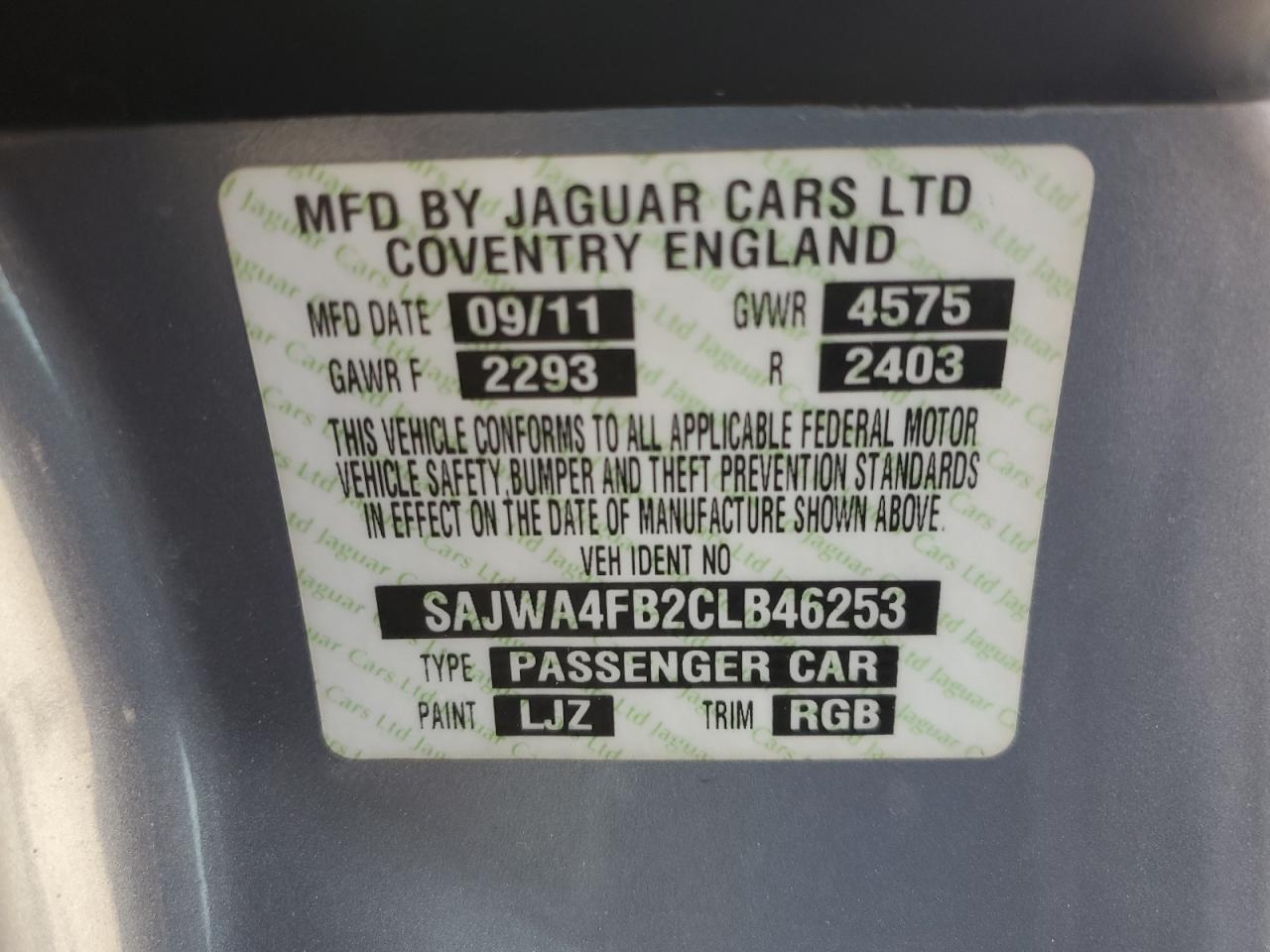 2012 Jaguar Xk Gray vin: SAJWA4FB2CLB46253