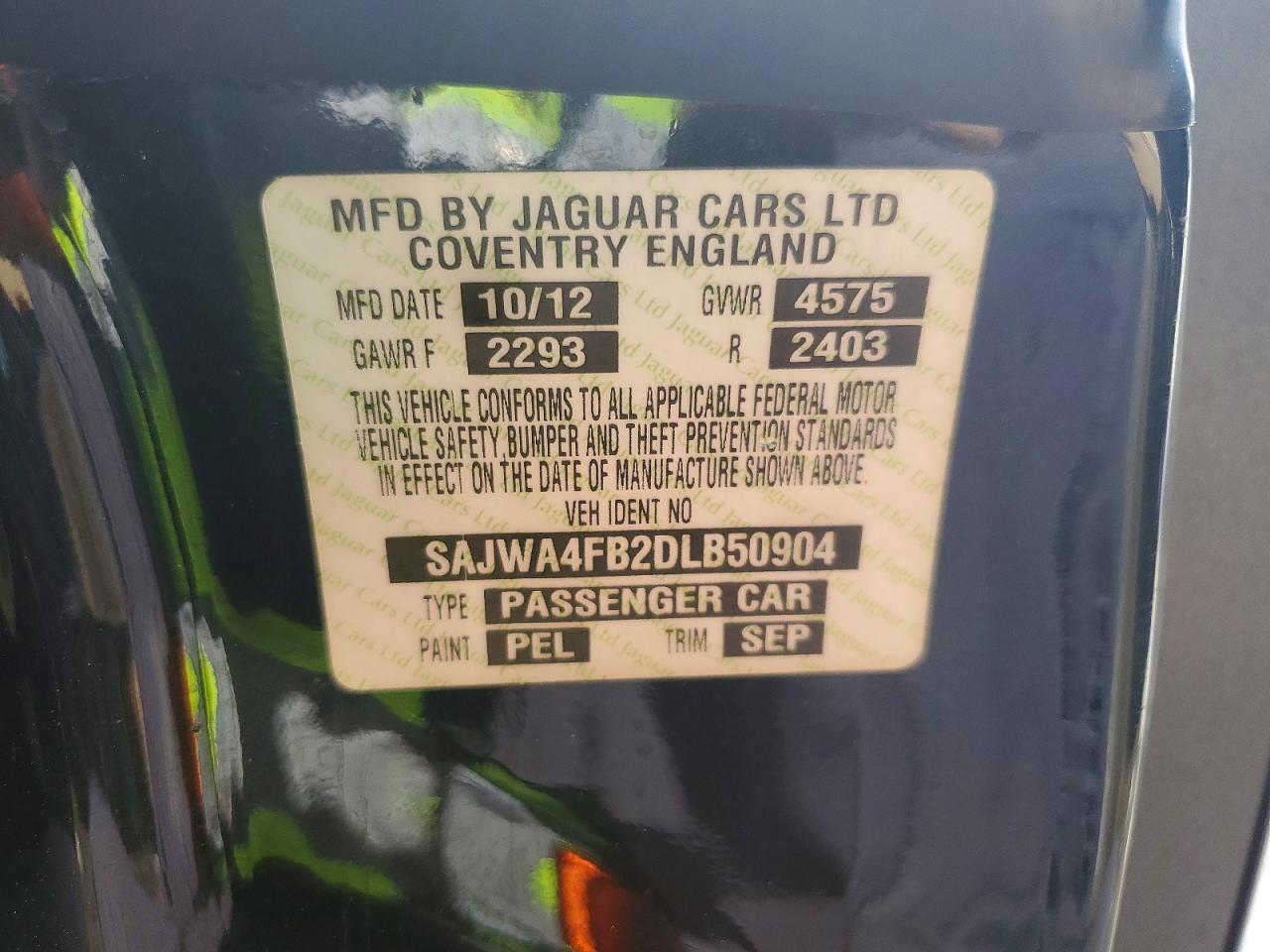 2013 Jaguar Xk Black vin: SAJWA4FB2DLB50904